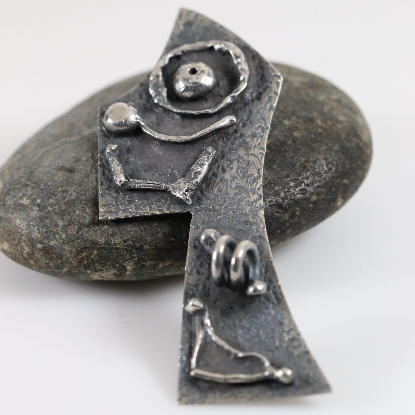 Vintage Handcrafted Silver Jewelry | James Parker Brutalist Brooch - Carmel Fine Silver Jewelry