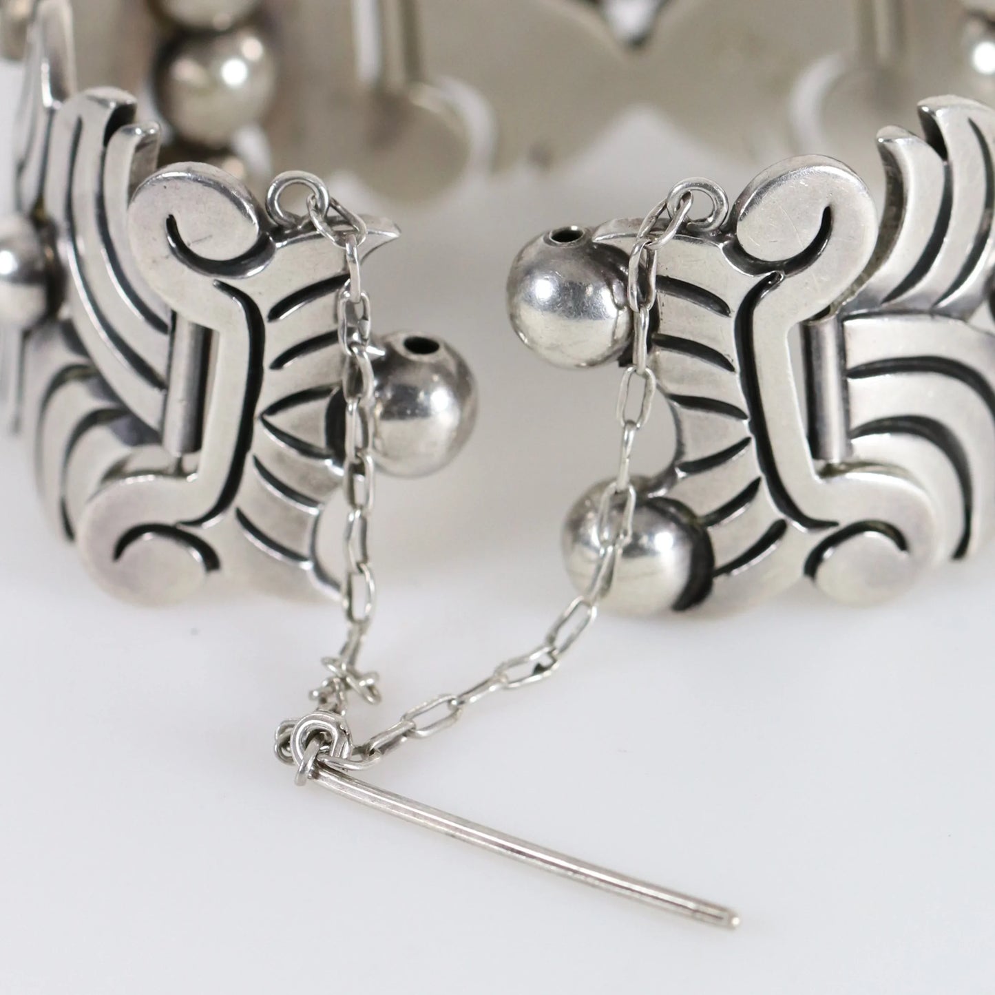 Vintage Hector Aguilar Jewelry | Aztec Panel Chunky Bracelet Taxco - Carmel Fine Silver Jewelry