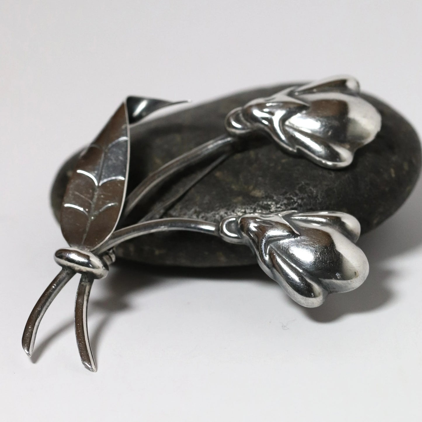 Vintage Hector Aguilar Jewelry | Double Flower Statement Brooch Taxco Mexico - Carmel Fine Silver Jewelry