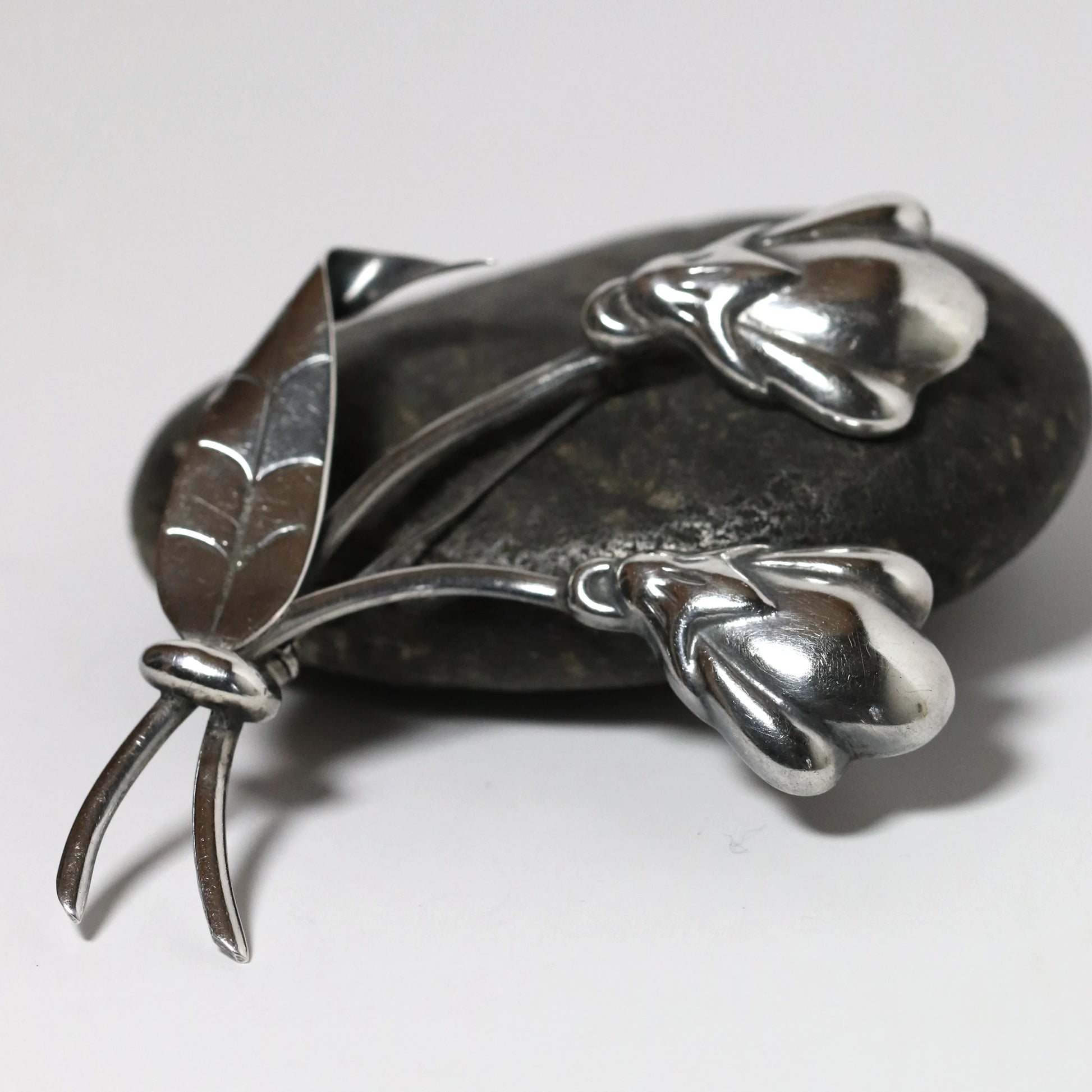 Vintage Hector Aguilar Jewelry | Double Flower Statement Brooch Taxco Mexico - Carmel Fine Silver Jewelry