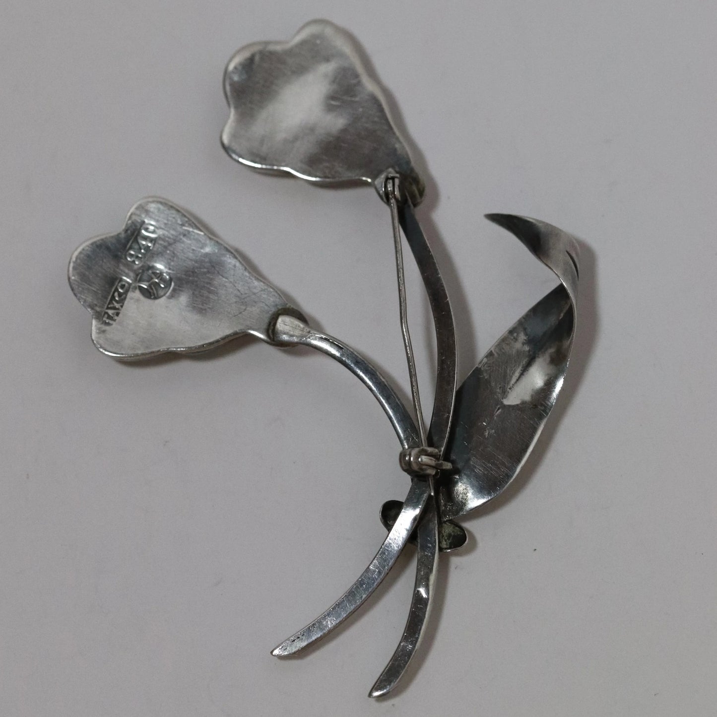 Vintage Hector Aguilar Jewelry | Double Flower Statement Brooch Taxco Mexico - Carmel Fine Silver Jewelry