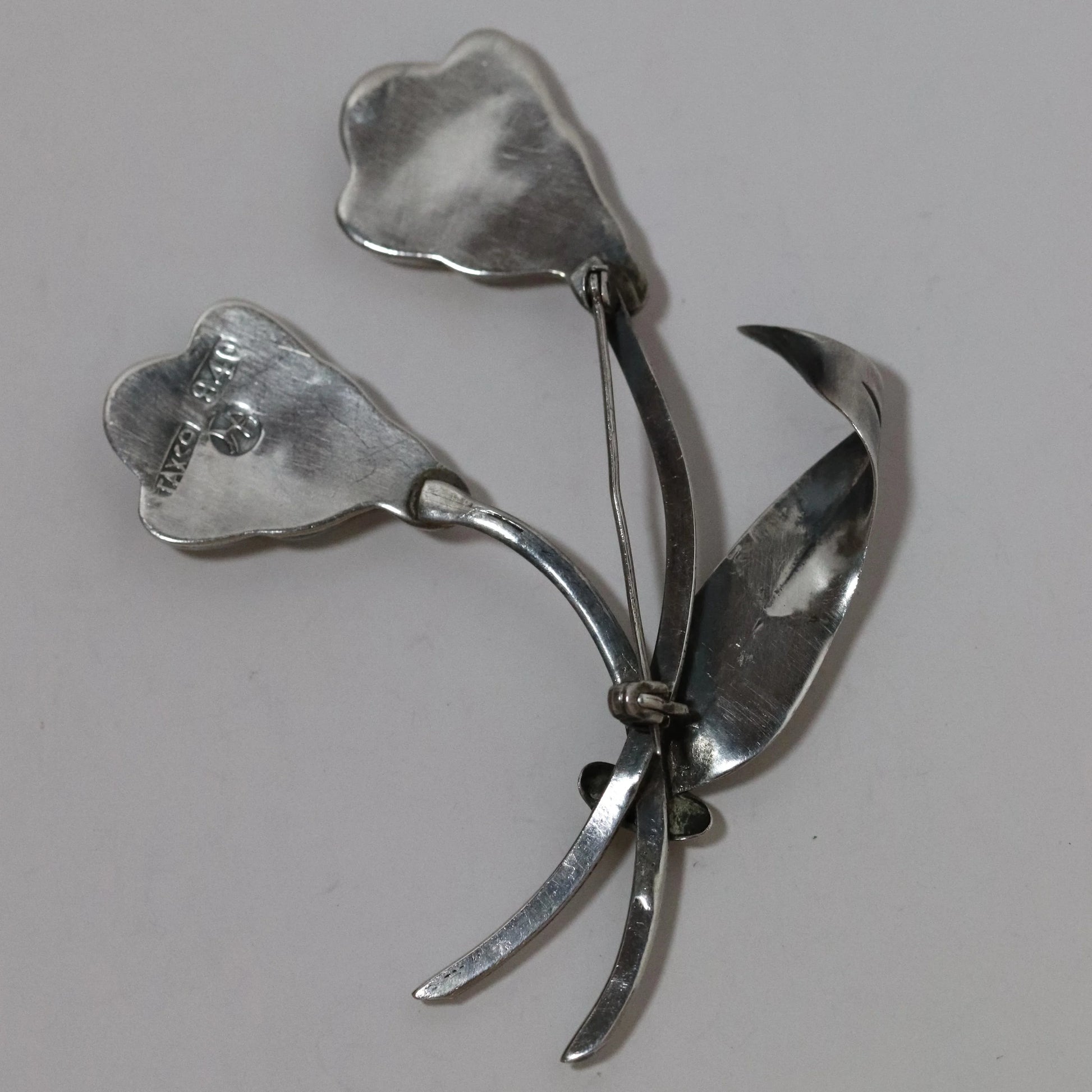 Vintage Hector Aguilar Jewelry | Double Flower Statement Brooch Taxco Mexico - Carmel Fine Silver Jewelry
