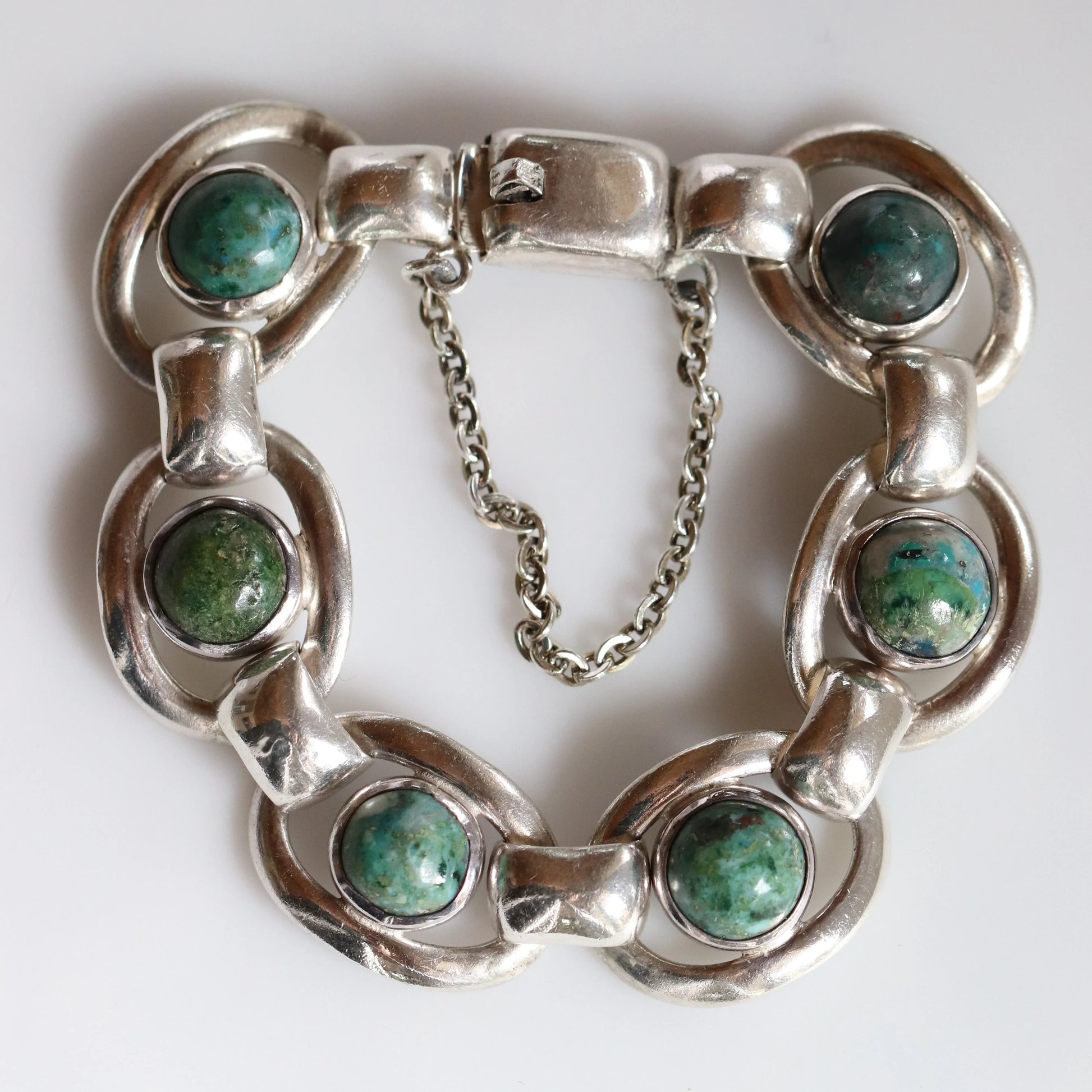 Vintage Hector Aguilar Jewelry | Hector Aguilar Modernist Azurite Bracelet 940 Mexico - Carmel Fine Silver Jewelry