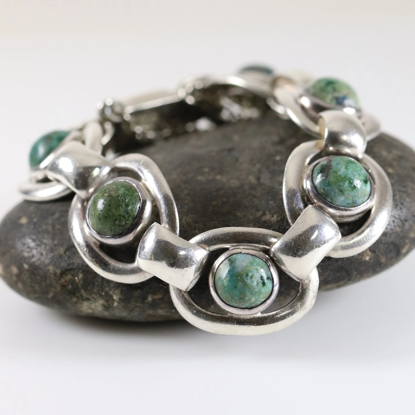 Vintage Hector Aguilar Jewelry | Hector Aguilar Modernist Azurite Bracelet 940 Mexico - Carmel Fine Silver Jewelry