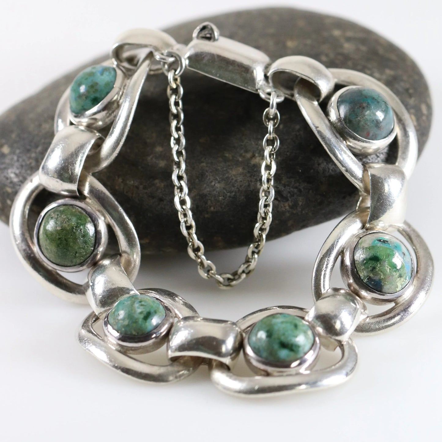 Vintage Hector Aguilar Jewelry | Hector Aguilar Modernist Azurite Bracelet 940 Mexico - Carmel Fine Silver Jewelry