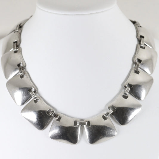 Vintage Hector Aguilar Jewelry | Mid-Century Modernist 940 Silver Panel Necklace Mexico - Carmel Fine Silver Jewelry