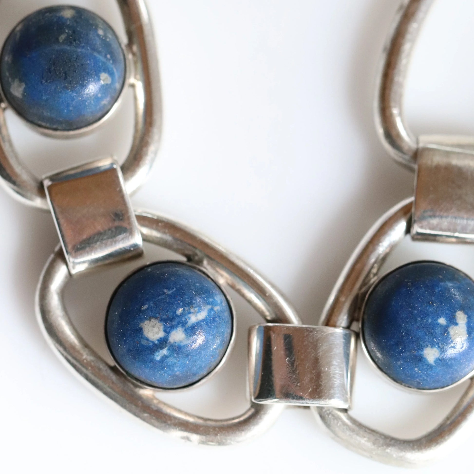 Vintage Hector Aguilar Jewelry | Modernist Lapis Lazuli Bracelet 940 Mexico - Carmel Fine Silver Jewelry