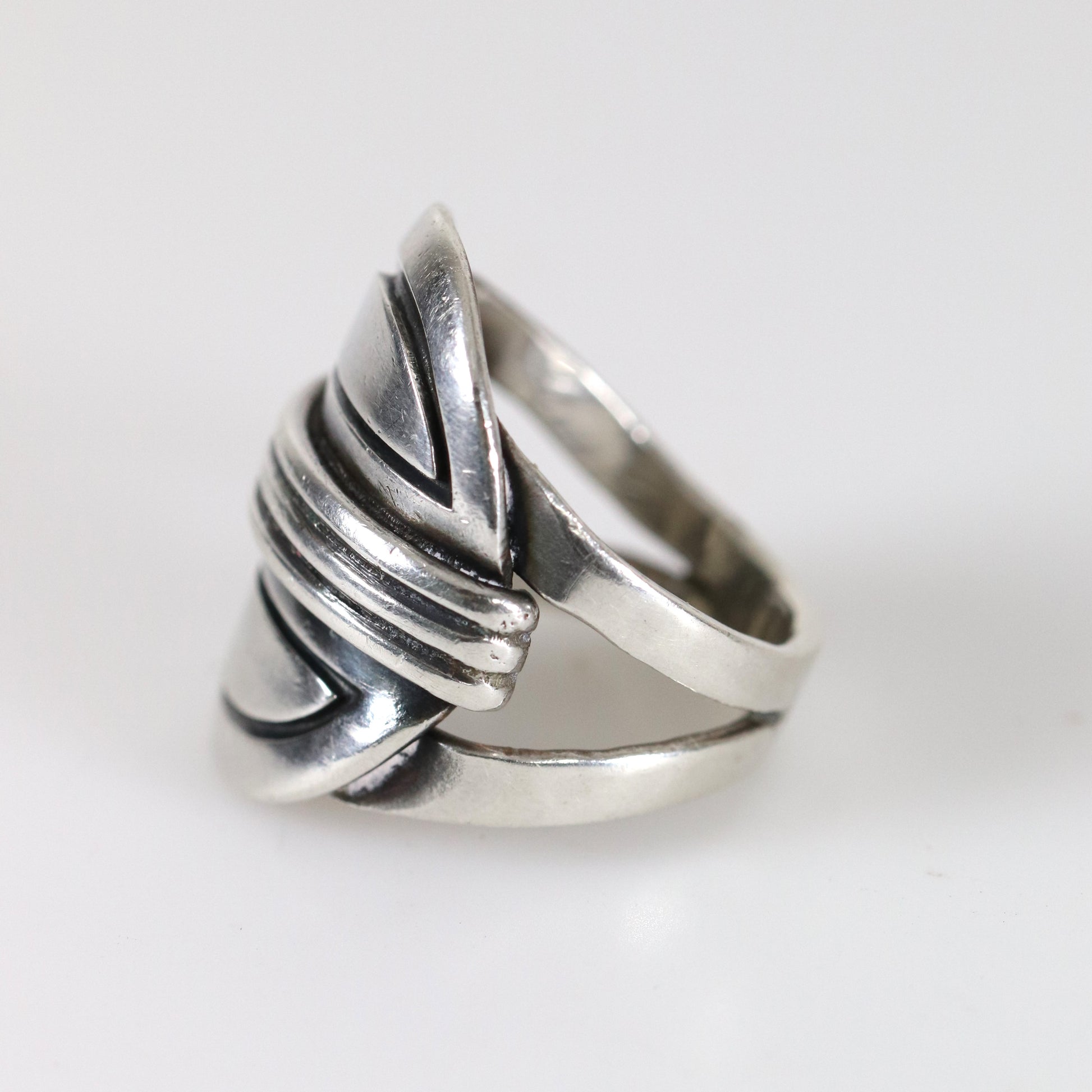 Vintage Hector Aguilar Jewelry | Modernist Sterling Silver Ring Mexico - Carmel FSJ