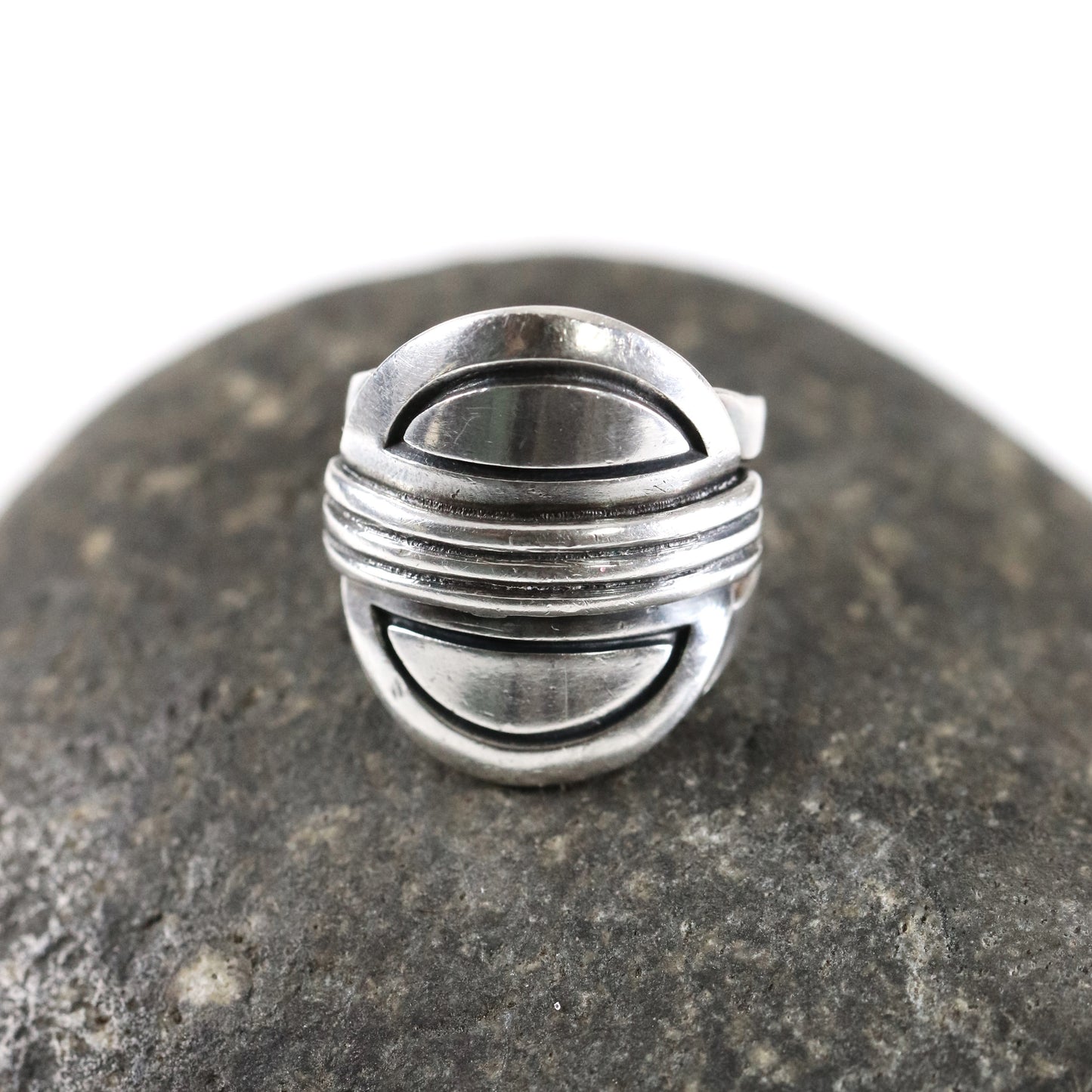 Vintage Hector Aguilar Jewelry | Modernist Sterling Silver Ring Mexico - Carmel FSJ