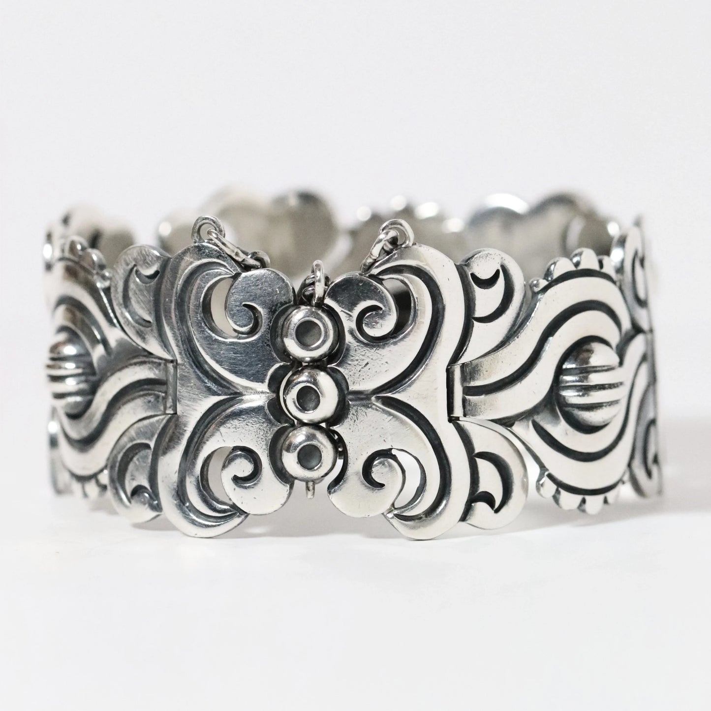 Vintage Hector Aguilar Jewelry | Ornate Panel Statement Bracelet Taxco Mexico - Carmel Fine Silver Jewelry