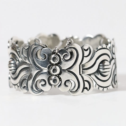Vintage Hector Aguilar Jewelry | Ornate Panel Statement Bracelet Taxco Mexico - Carmel Fine Silver Jewelry