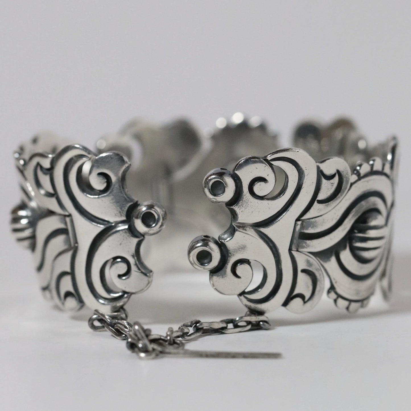 Vintage Hector Aguilar Jewelry | Ornate Panel Statement Bracelet Taxco Mexico - Carmel Fine Silver Jewelry
