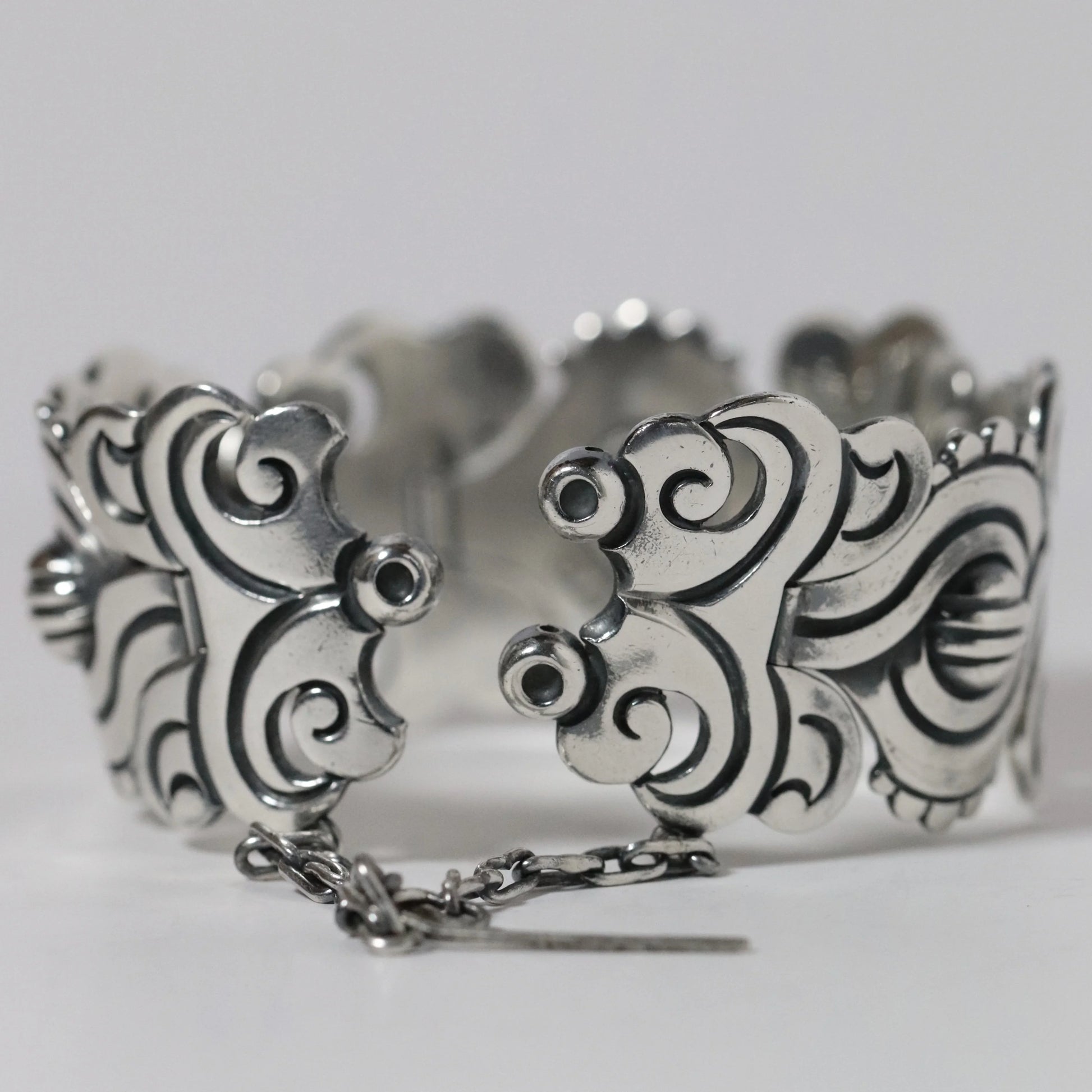 Vintage Hector Aguilar Jewelry | Ornate Panel Statement Bracelet Taxco Mexico - Carmel Fine Silver Jewelry
