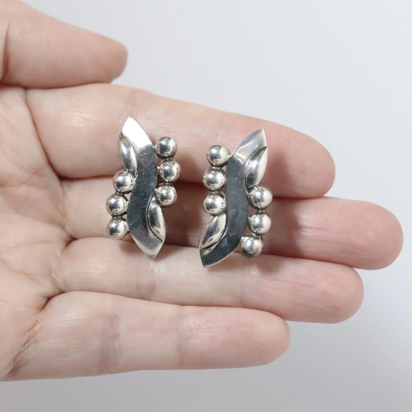 Vintage Hector Aguilar Jewelry | Ribbon and Bead Earrings Mexico - Carmel Fine Silver Jewelry