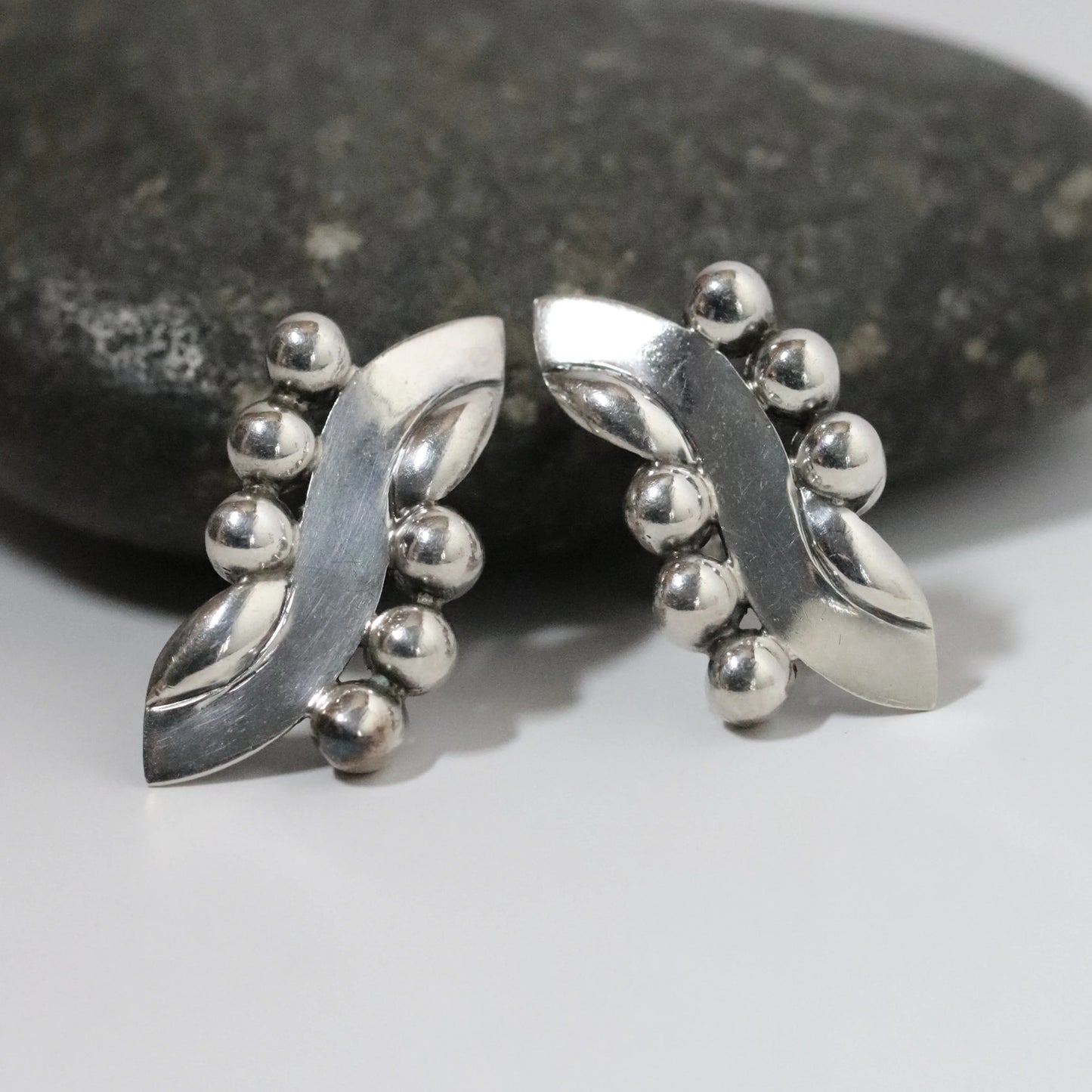 Vintage Hector Aguilar Jewelry | Ribbon and Bead Earrings Mexico - Carmel Fine Silver Jewelry