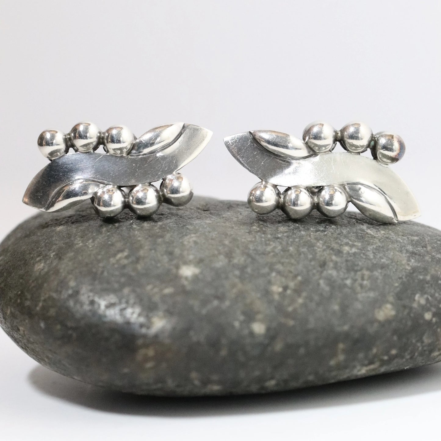 Vintage Hector Aguilar Jewelry | Ribbon and Bead Earrings Mexico - Carmel Fine Silver Jewelry