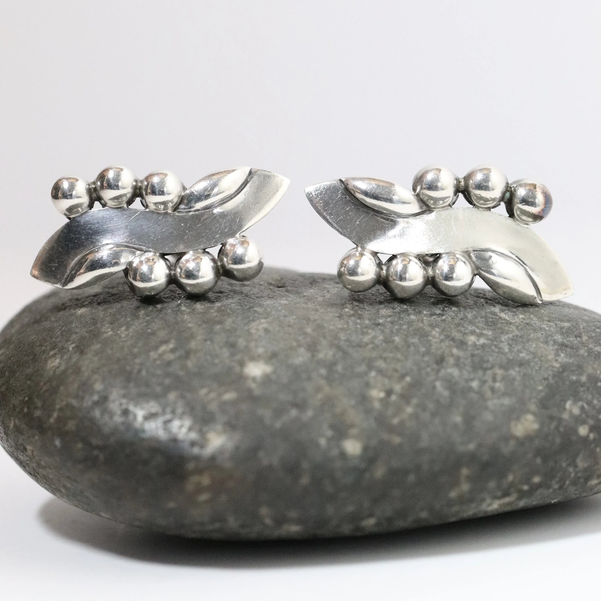 Vintage Hector Aguilar Jewelry | Ribbon and Bead Earrings Mexico - Carmel Fine Silver Jewelry
