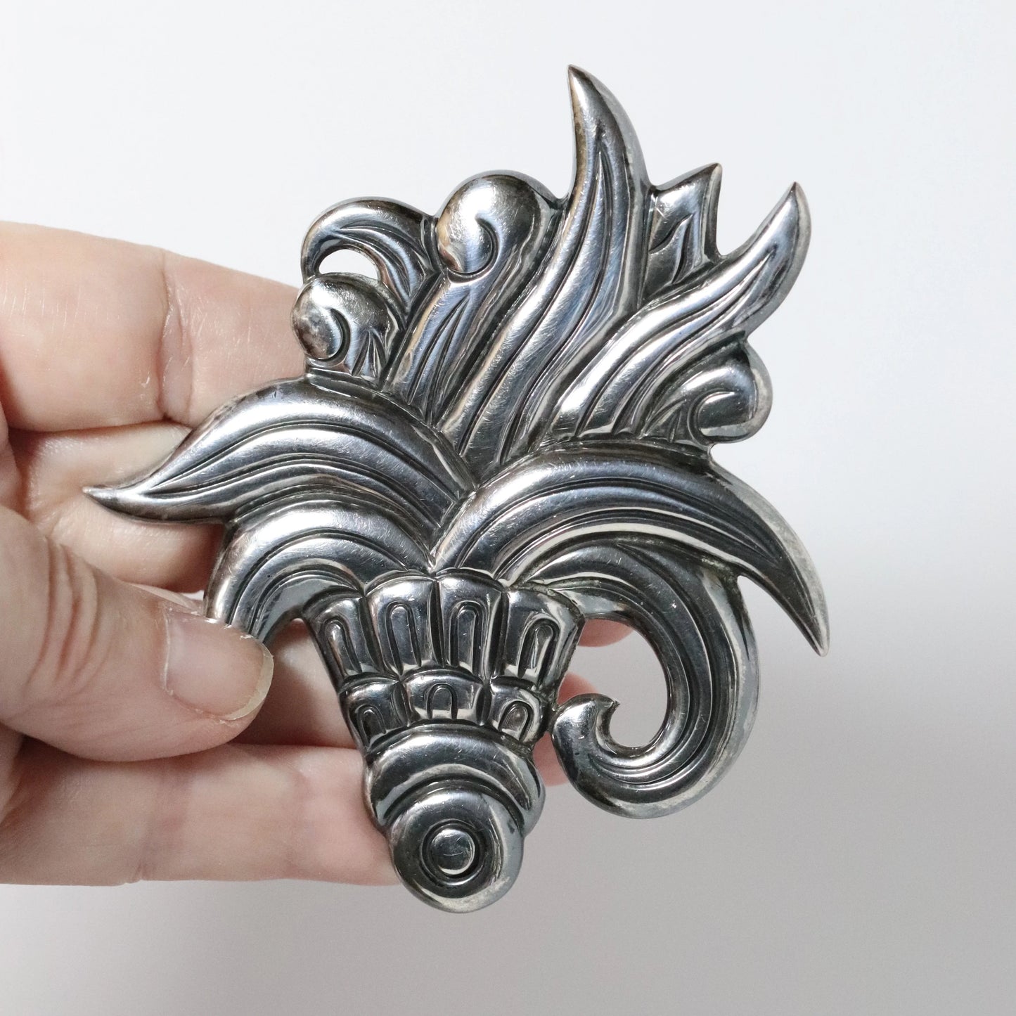 Vintage Hector Aguilar Jewelry | Sterling Silver Floral Statement Brooch 940 Silver Taxco Mexico - Carmel Fine Silver Jewelry
