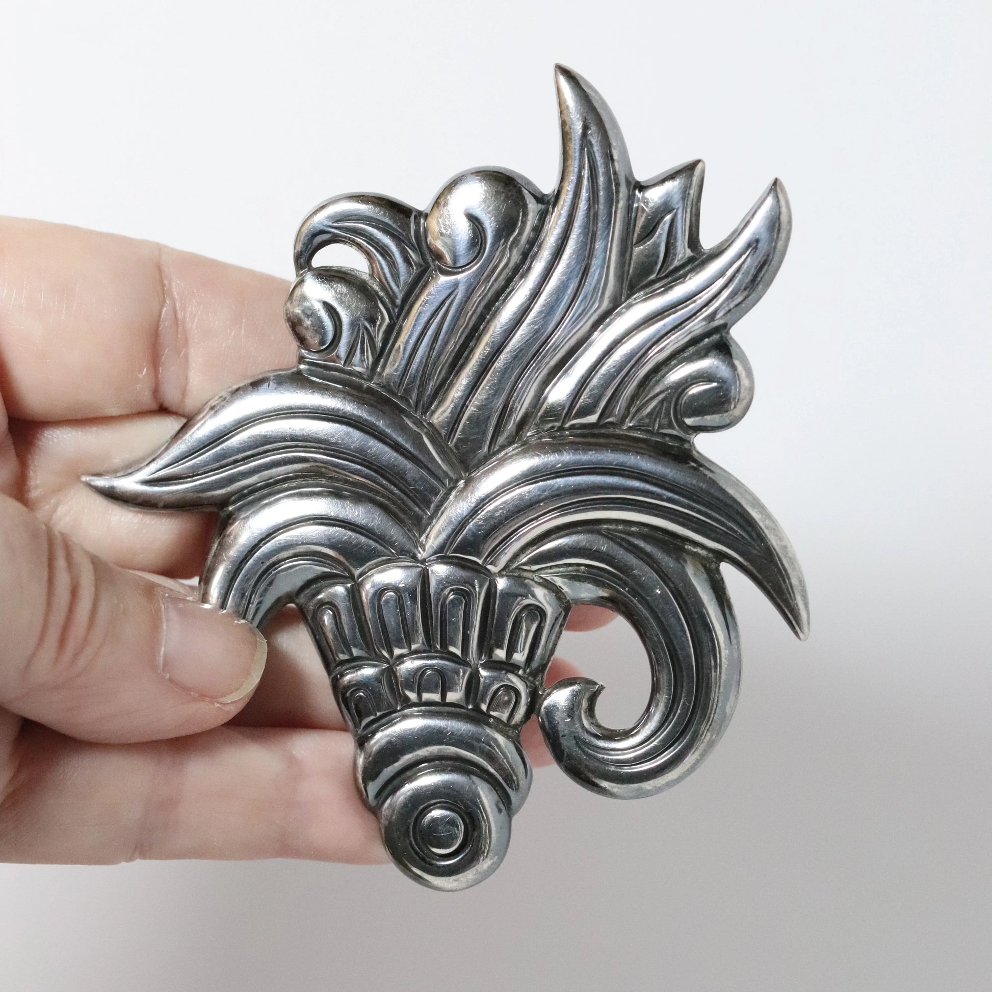 Vintage Hector Aguilar Jewelry | Sterling Silver Floral Statement Brooch 940 Silver Taxco Mexico - Carmel Fine Silver Jewelry