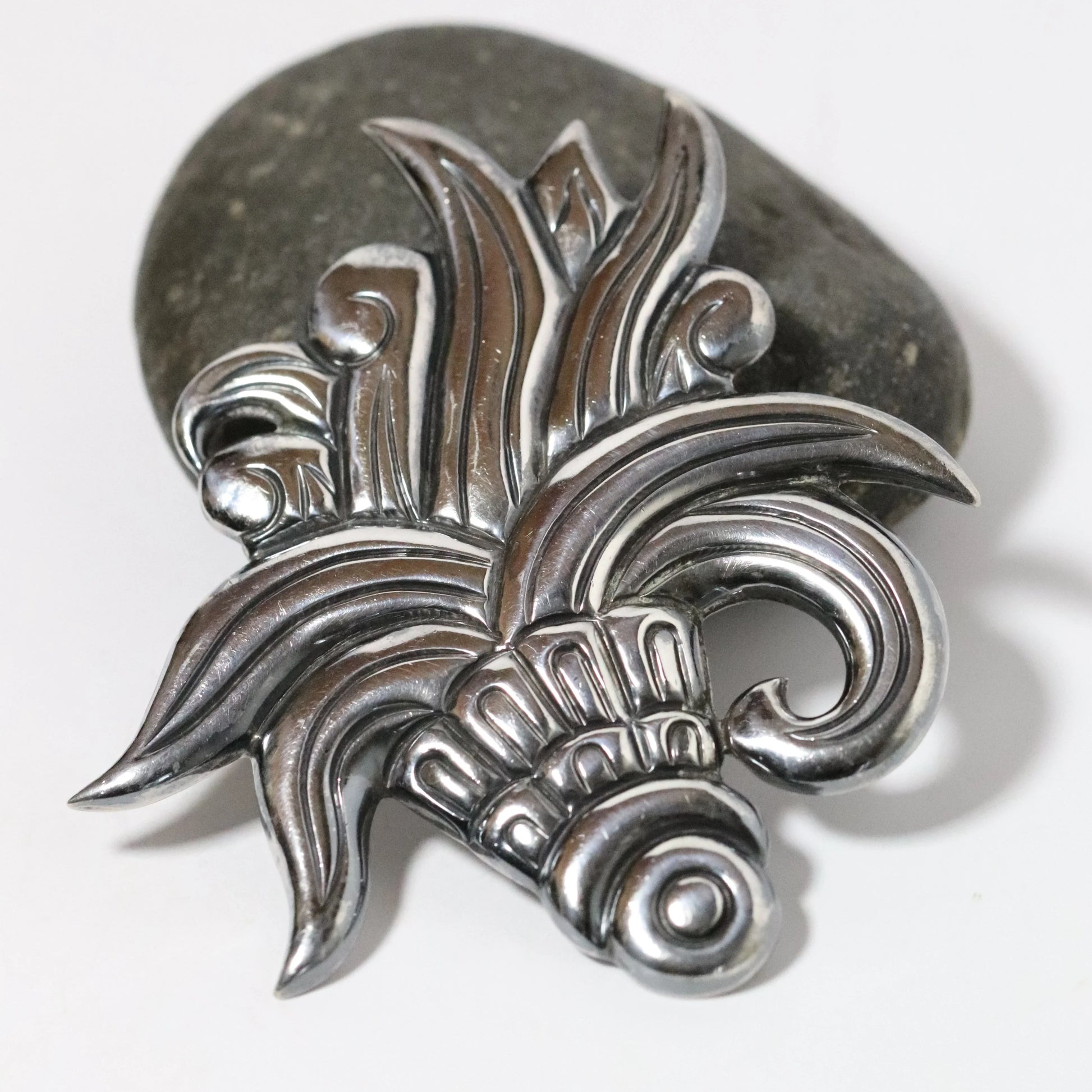 Vintage Hector Aguilar Jewelry | Sterling Silver Floral Statement Brooch 940 Silver Taxco Mexico - Carmel Fine Silver Jewelry