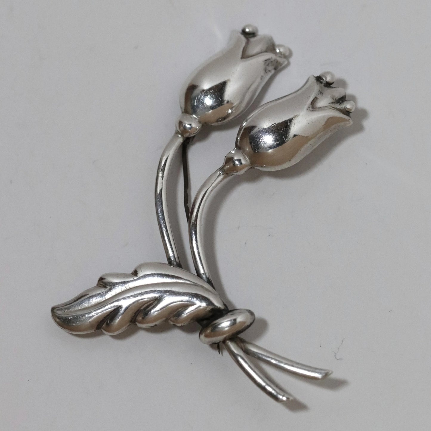 Vintage Hector Aguilar Jewelry | Tulip Floral Handcrafted Brooch Taxco Mexico - Carmel Fine Silver Jewelry
