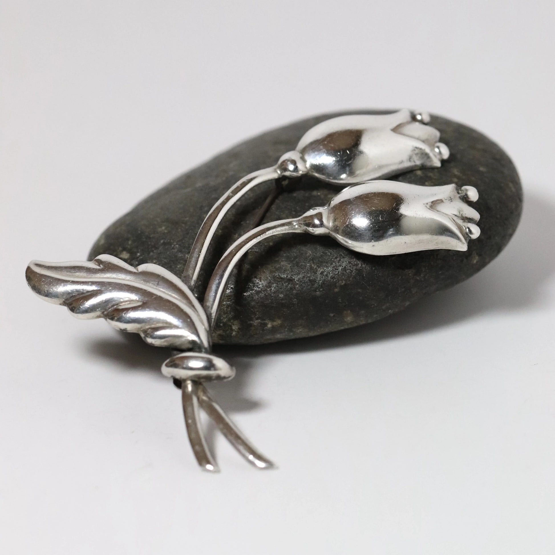 Vintage Hector Aguilar Jewelry | Tulip Floral Handcrafted Brooch Taxco Mexico - Carmel Fine Silver Jewelry