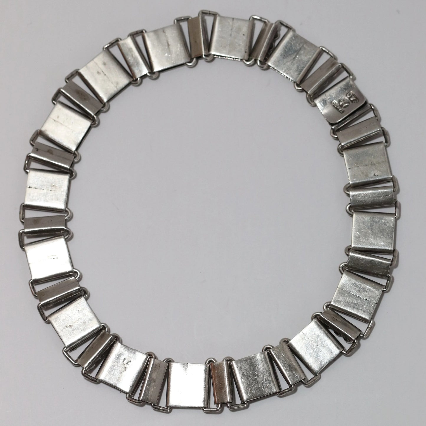 Vintage Hector Aguilar Taxco Jewelry | Bead and Swoosh Panel Link Necklace - Carmel Fine Silver Jewelry