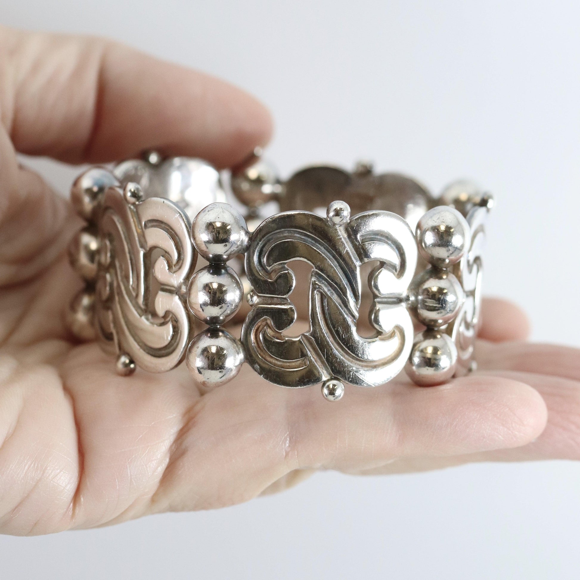 Vintage Hector Aguilar Taxco Silver Mexican Jewelry | Mid-Century 940 Fertility Bracelet - Carmel Fine Silver Jewelry