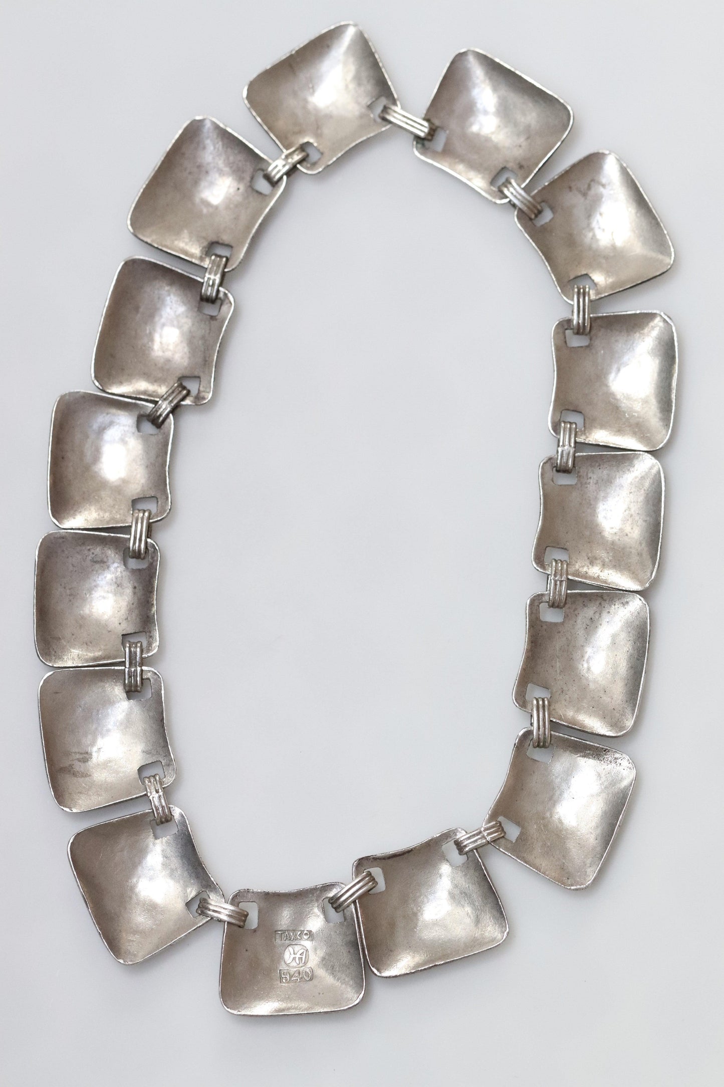 Vintage Hector Aguilar Taxco Silver Mexican Jewelry | Modernist 990 Silver Panel Choker Necklace - Carmel Fine Silver Jewelry