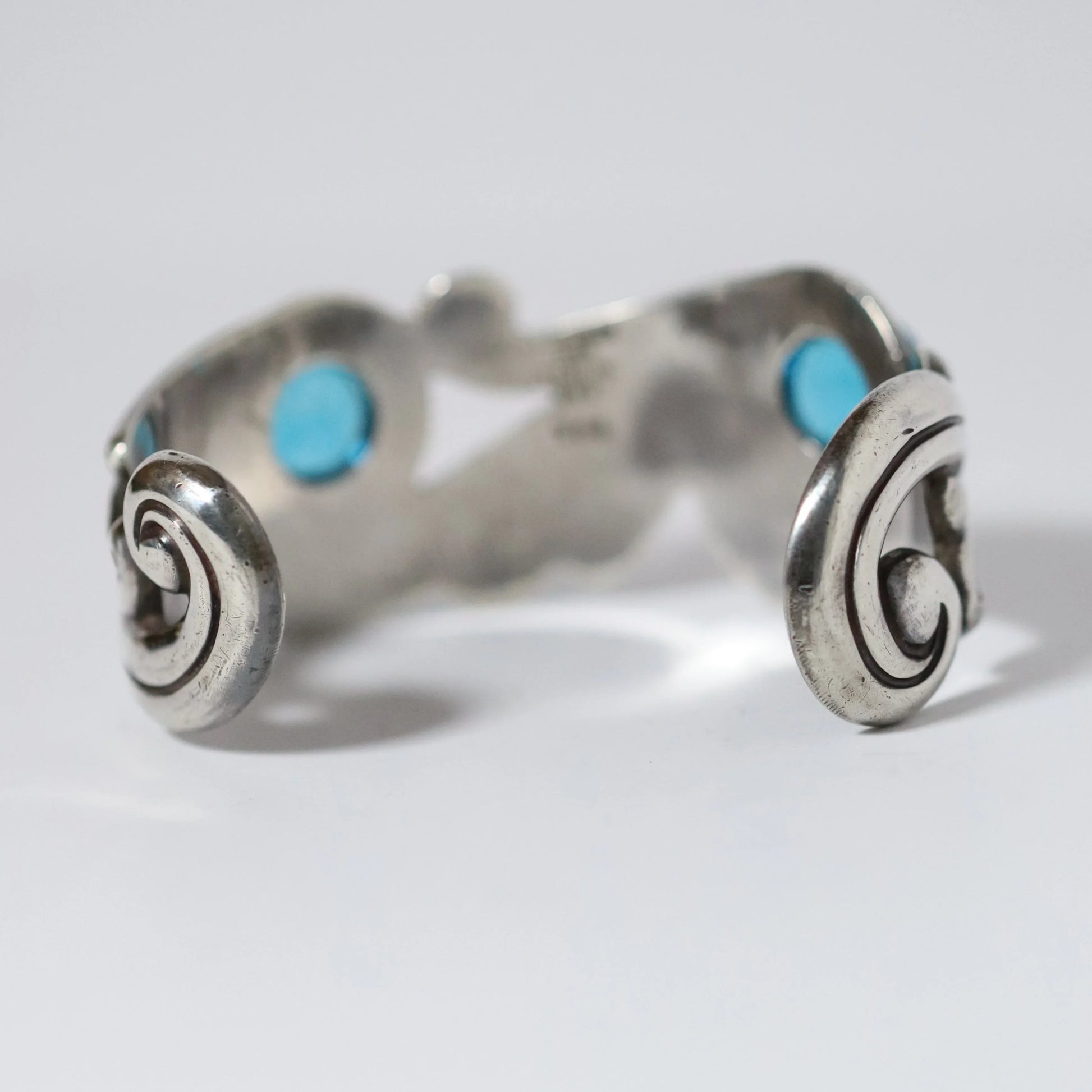 Vintage Los Castillo Jewelry | Cobalt Blue Glass Cuff Bracelet Taxco Mexico - Carmel Fine Silver Jewelry