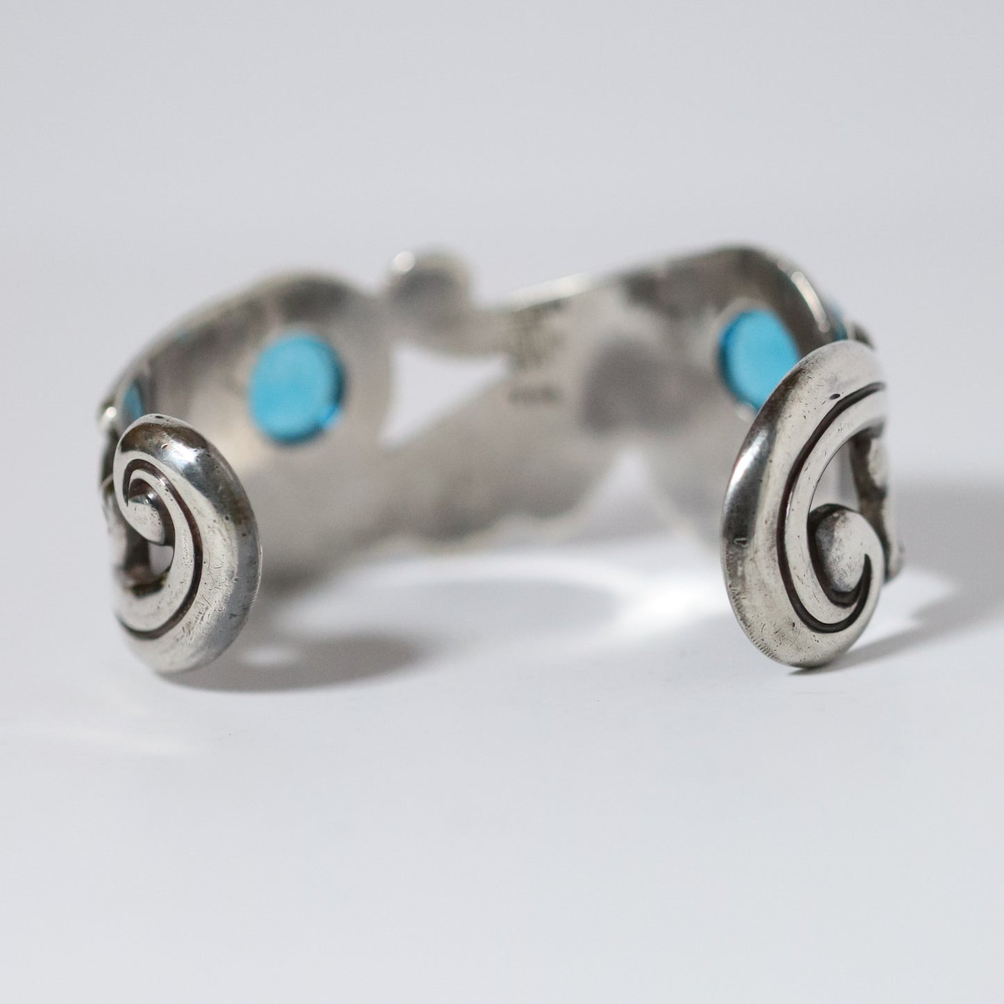 Vintage Los Castillo Jewelry | Cobalt Blue Glass Cuff Bracelet Taxco Mexico - Carmel Fine Silver Jewelry