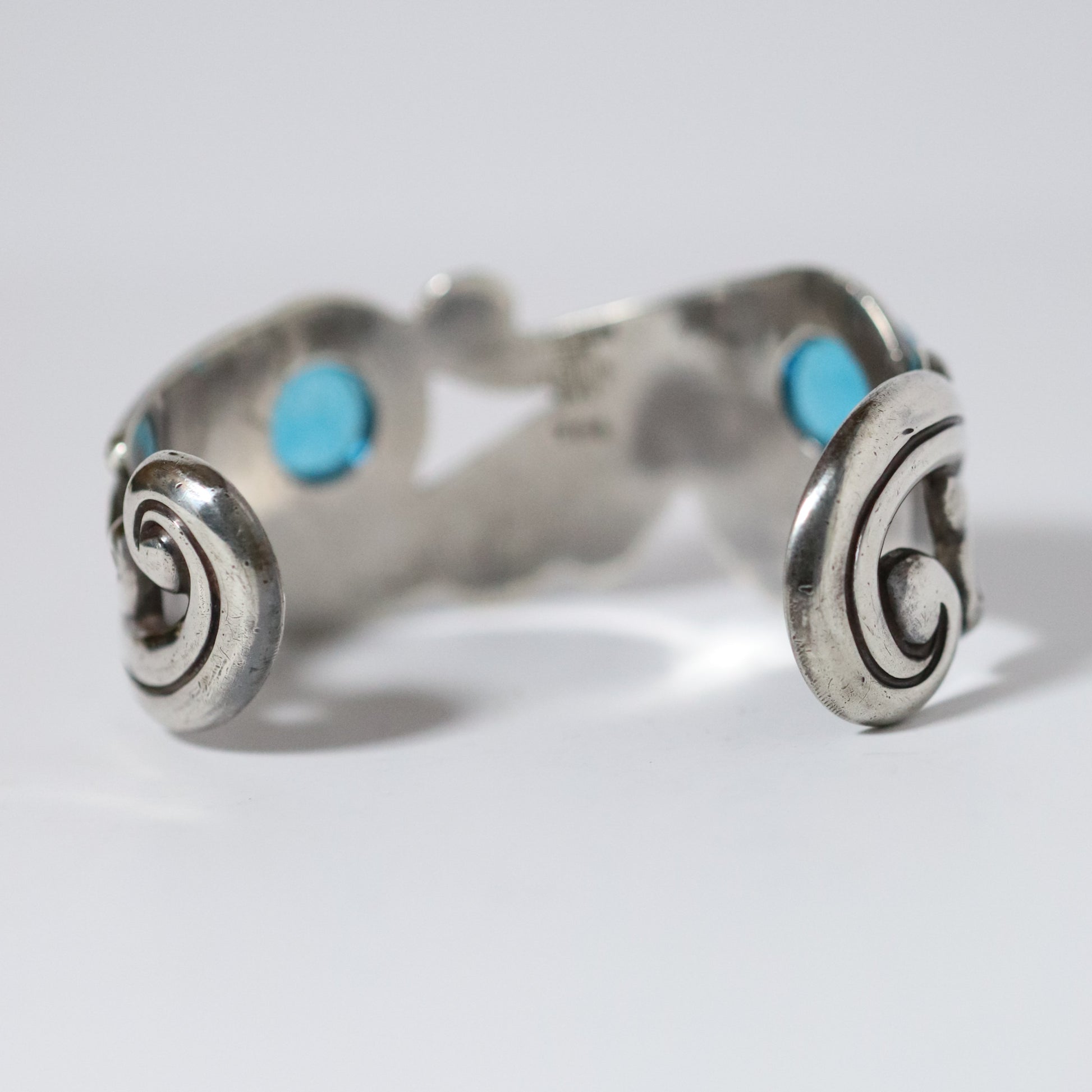 Vintage Los Castillo Jewelry | Cobalt Blue Glass Cuff Bracelet Taxco Mexico - Carmel Fine Silver Jewelry