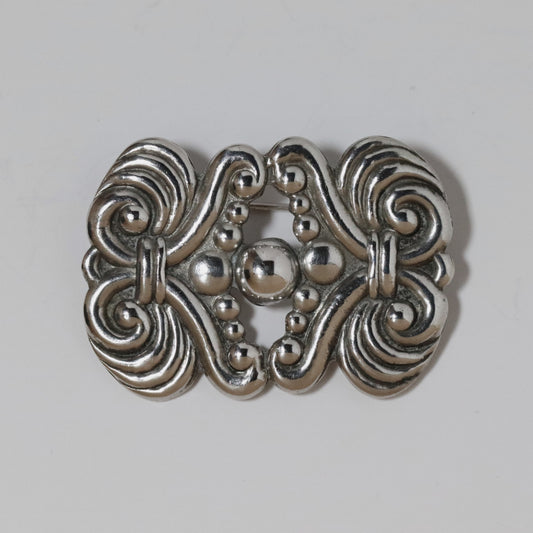 Vintage Los Castillo Jewelry | Ornate Solid Silver Brooch Taxco Mexico - Carmel FSJ