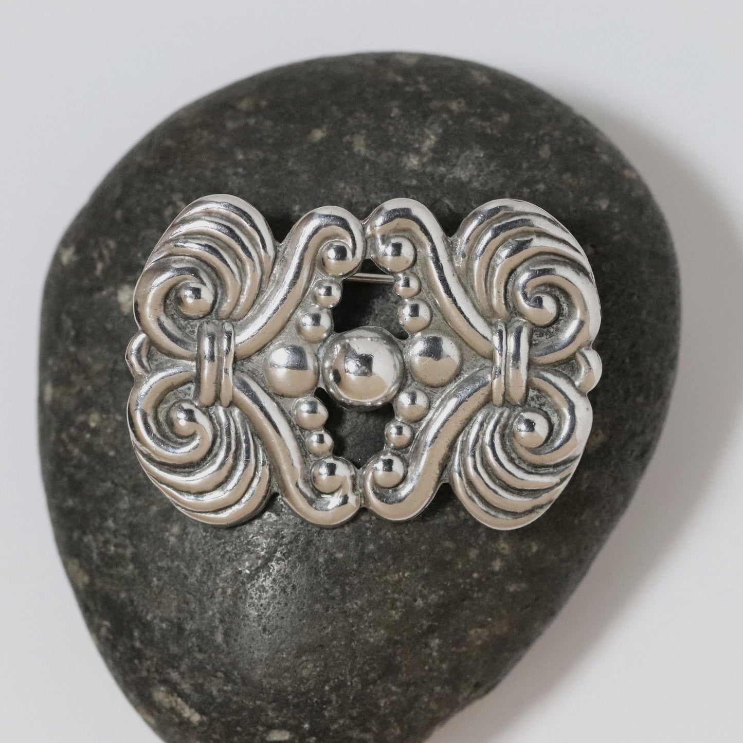 Vintage Los Castillo Jewelry | Ornate Solid Silver Brooch Taxco Mexico - Carmel FSJ