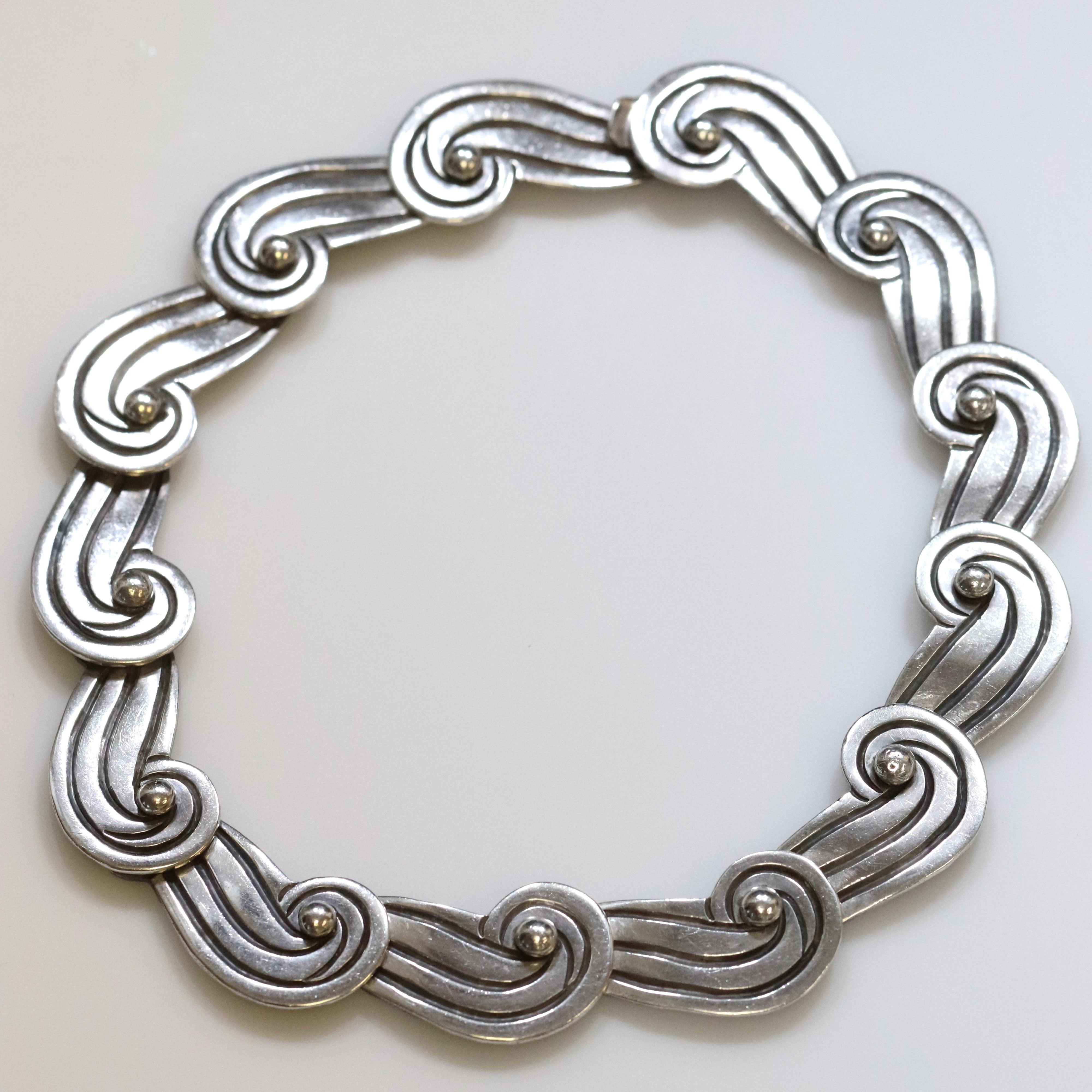 Taxco Sterling Silver Swirly Link Bracelet outlet