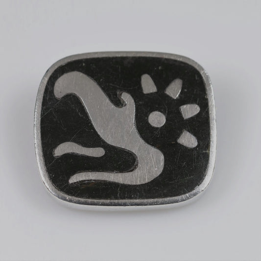 Vintage Los Castillo Taxco Silver Mexican Jewelry | Inlaid Tribal Brooch - Carmel Fine Silver Jewelry