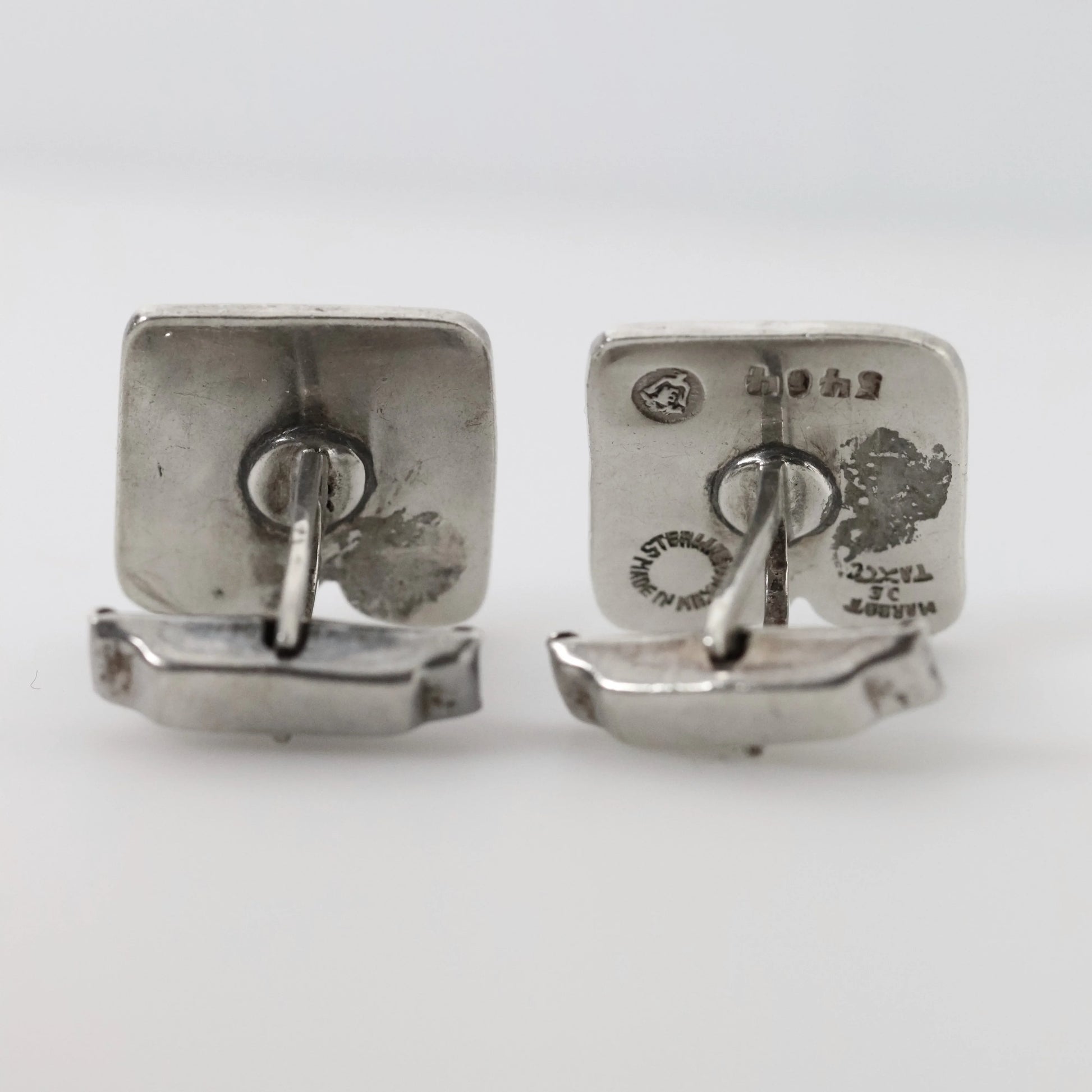Vintage Margot de Taxco Jewelry | Confetti Men's Tribal Theme Cufflinks - Carmel Fine Silver Jewelry