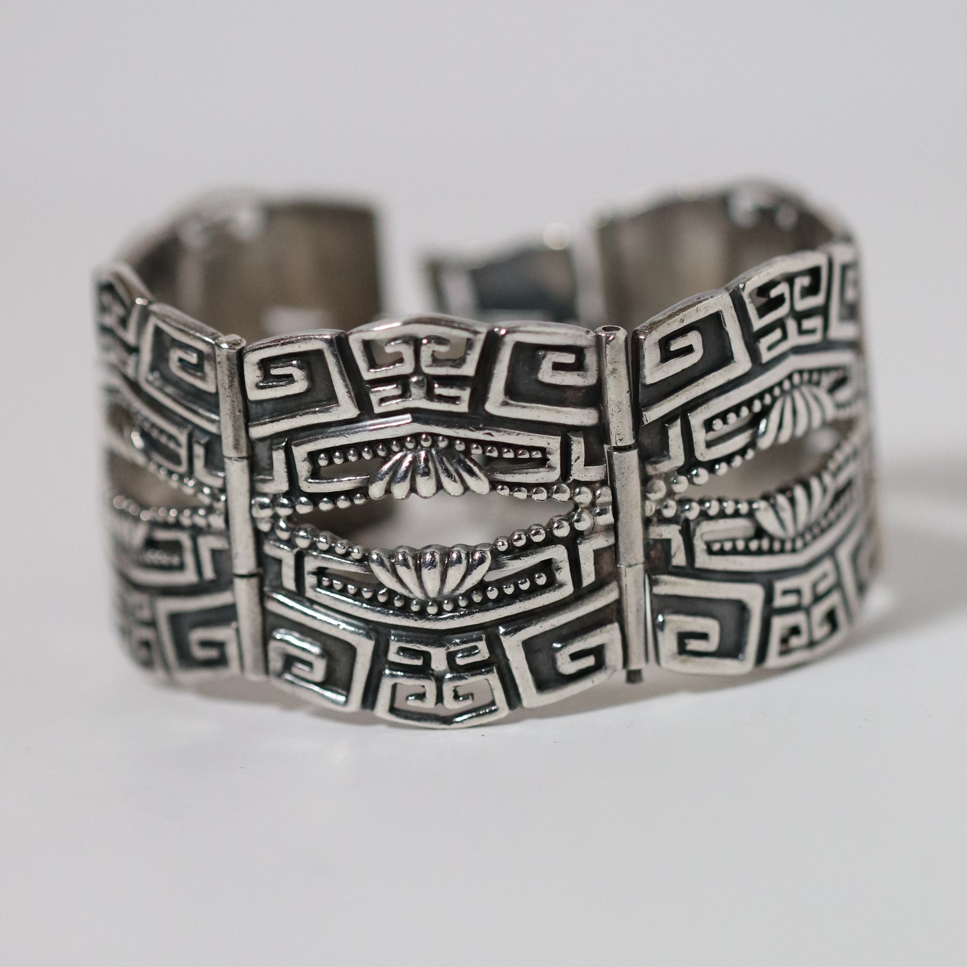 Vintage Margot de Taxco Jewelry | Ornate Art Deco Panel Bracelet Taxco Mexico - Carmel Fine Silver Jewelry