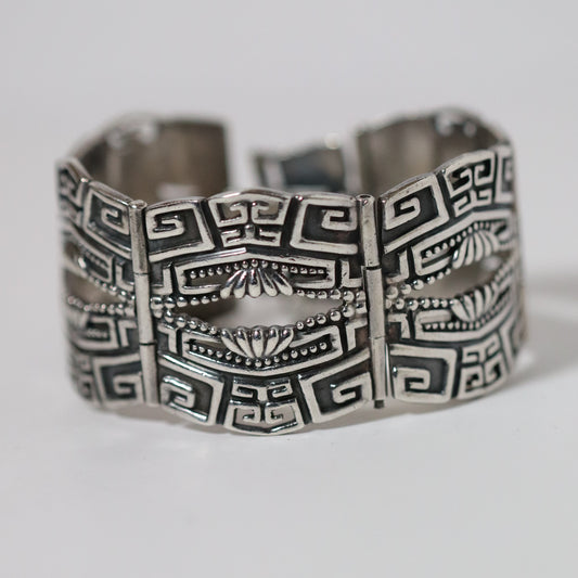 Vintage Margot de Taxco Jewelry | Ornate Art Deco Panel Bracelet Taxco Mexico - Carmel Fine Silver Jewelry