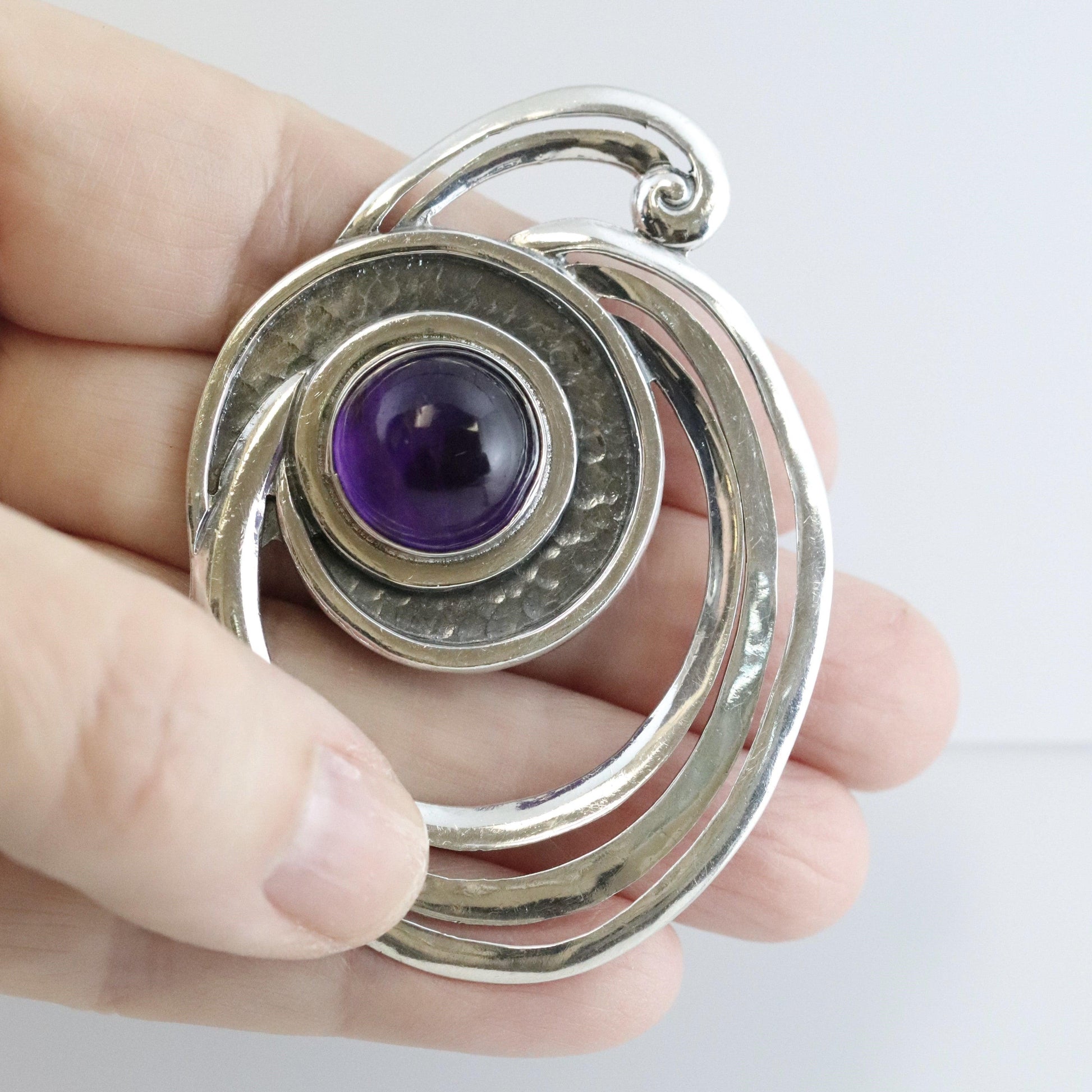 Vintage Margot de Taxco Mexican Jewelry | Amethyst Swirl Modernist Brooch - Carmel FSJ
