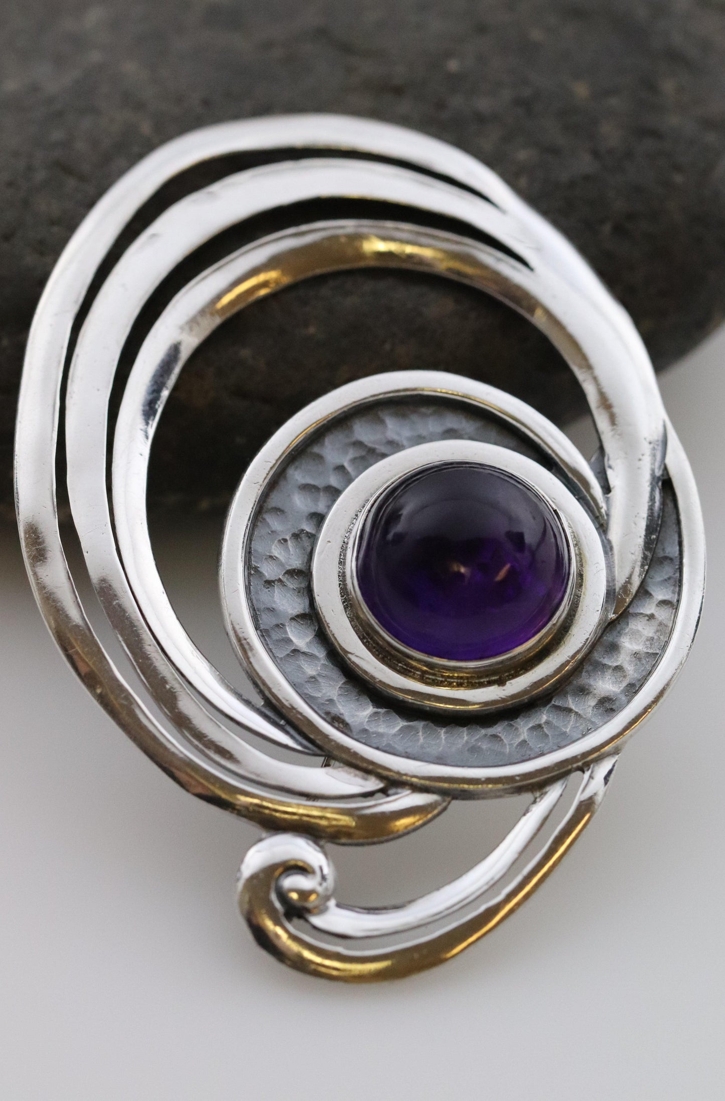 Vintage Margot de Taxco Mexican Jewelry | Amethyst Swirl Modernist Brooch - Carmel FSJ