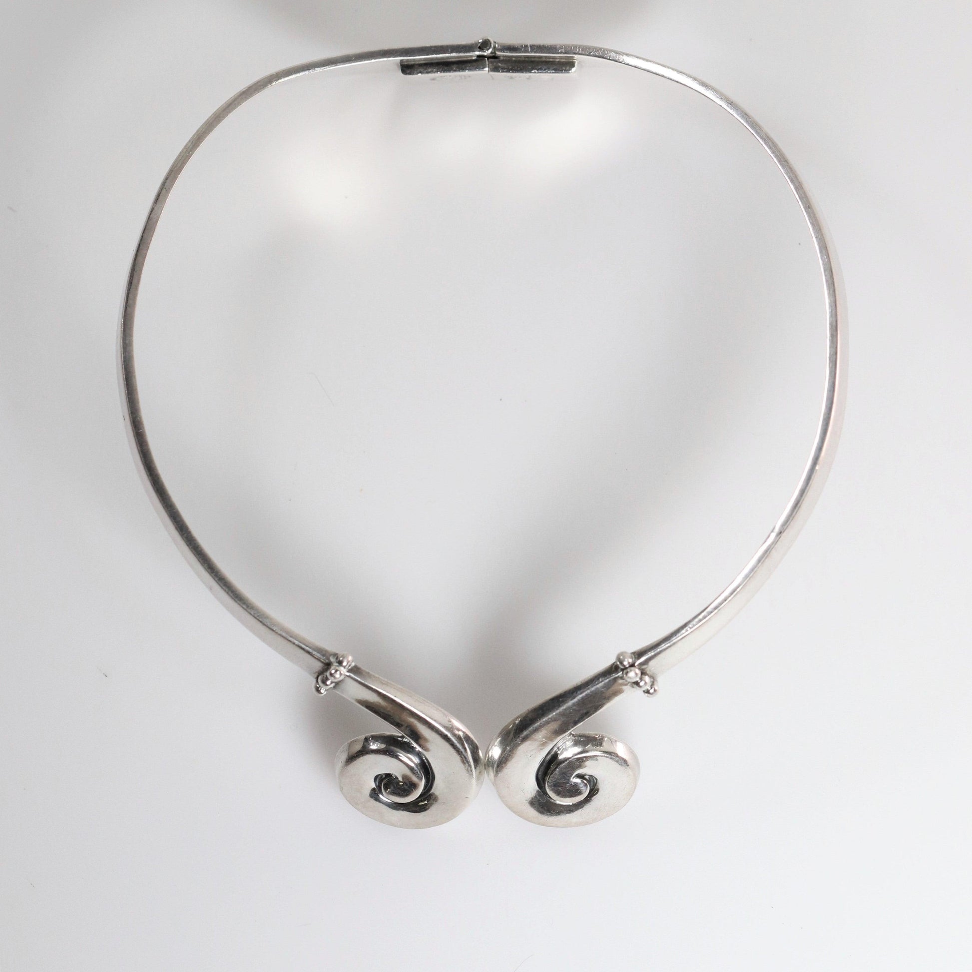 Vintage Margot de Taxco Mexican Jewelry | Handcrafted Swirl Mid-Century Choker - Carmel Fine Silver Jewelry