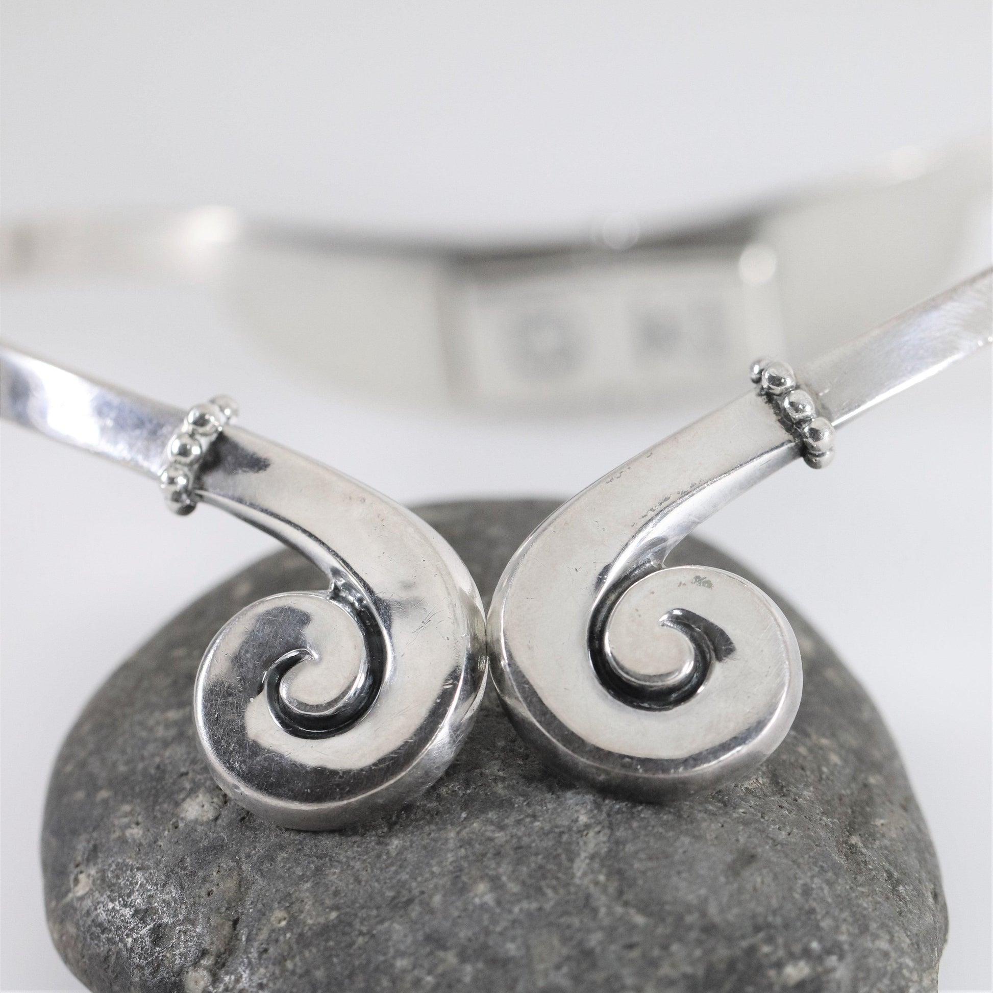 Vintage Margot de Taxco Mexican Jewelry | Handcrafted Swirl Mid-Century Choker - Carmel Fine Silver Jewelry