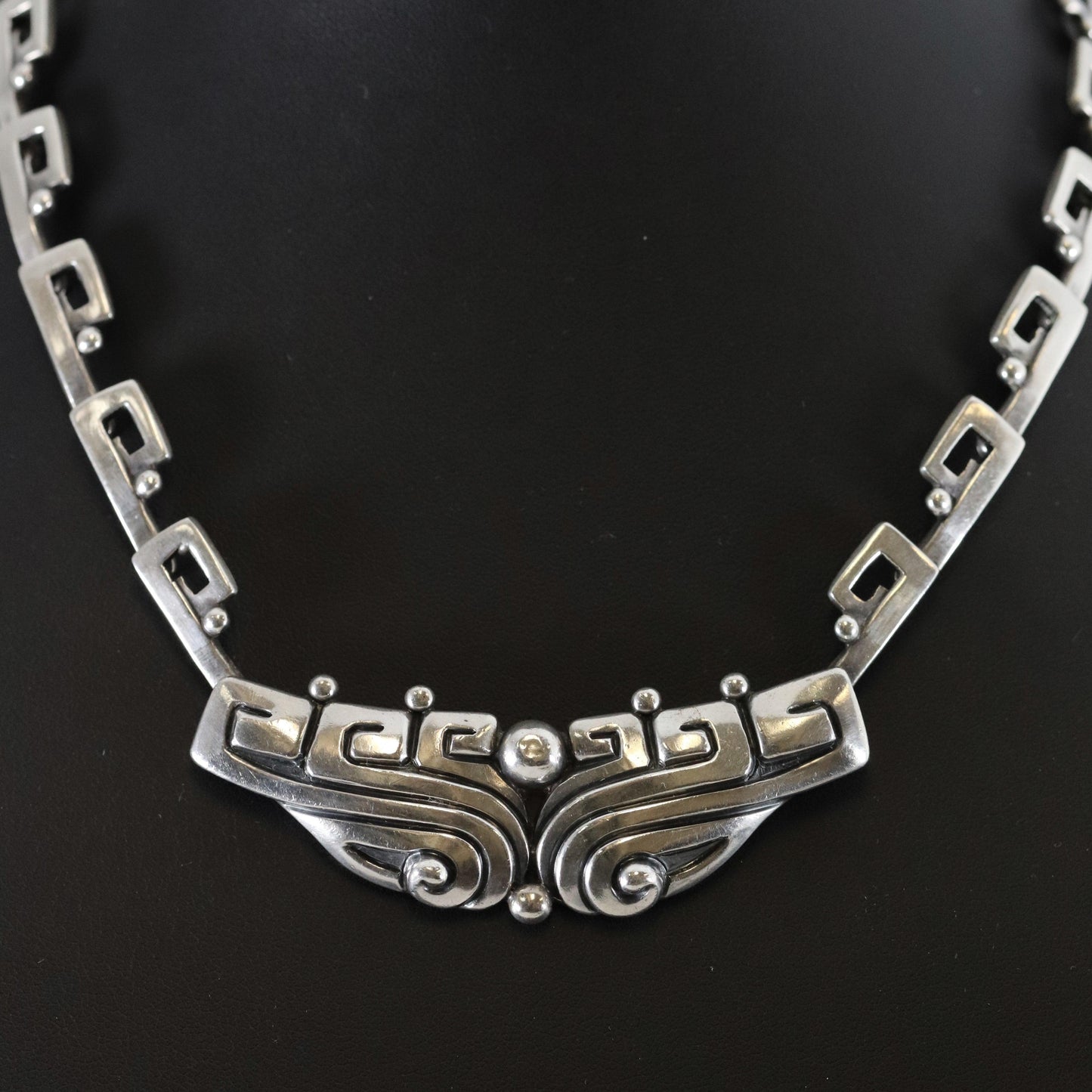 Vintage Margot de Taxco Silver Mexican Jewelry | Mid Century Pre-Columbian Inspired Necklace - Carmel Fine Silver Jewelry
