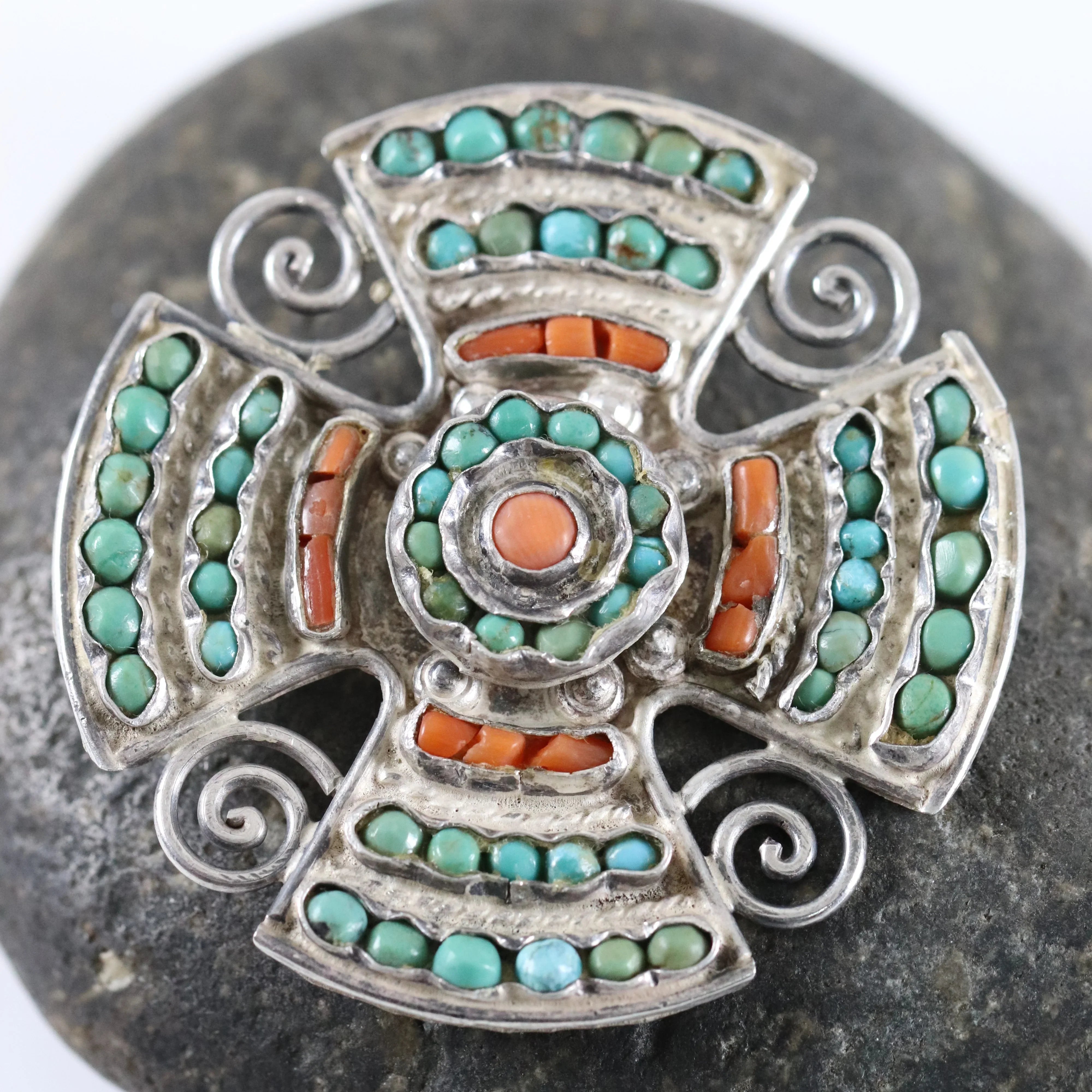 Vintage Matilde Poulat Jewelry | MATL Turquoise and Coral Sterling 