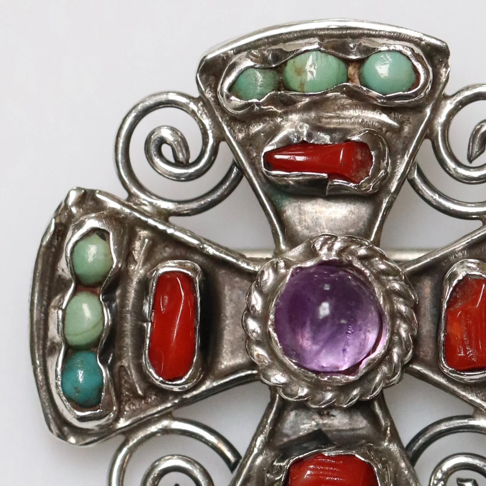 Vintage MATL Jewelry | Mid-Century Petite Cross Brooch Mexico - Carmel Fine Silver Jewelry