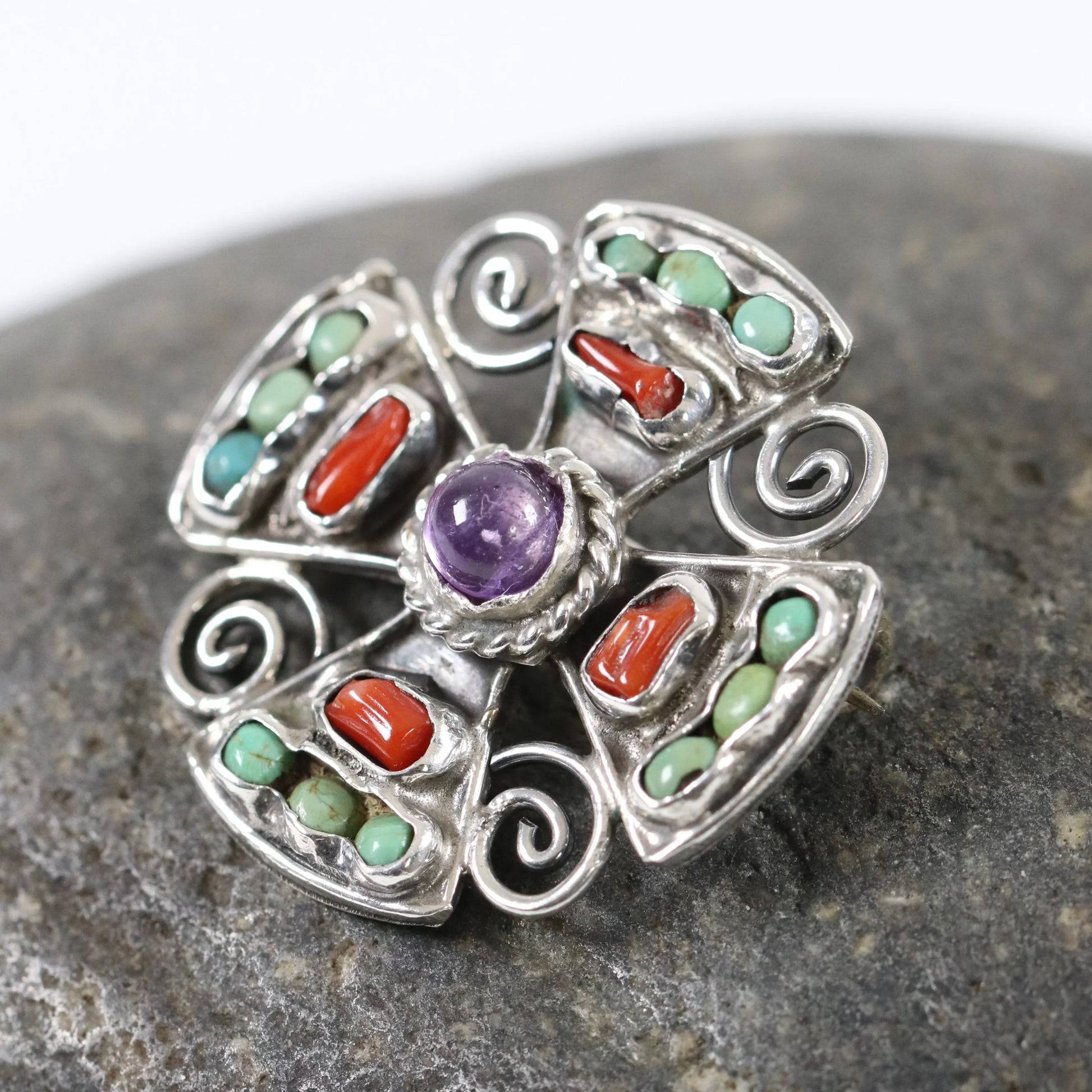 Vintage MATL Jewelry | Mid-Century Petite Cross Brooch Mexico - Carmel Fine Silver Jewelry