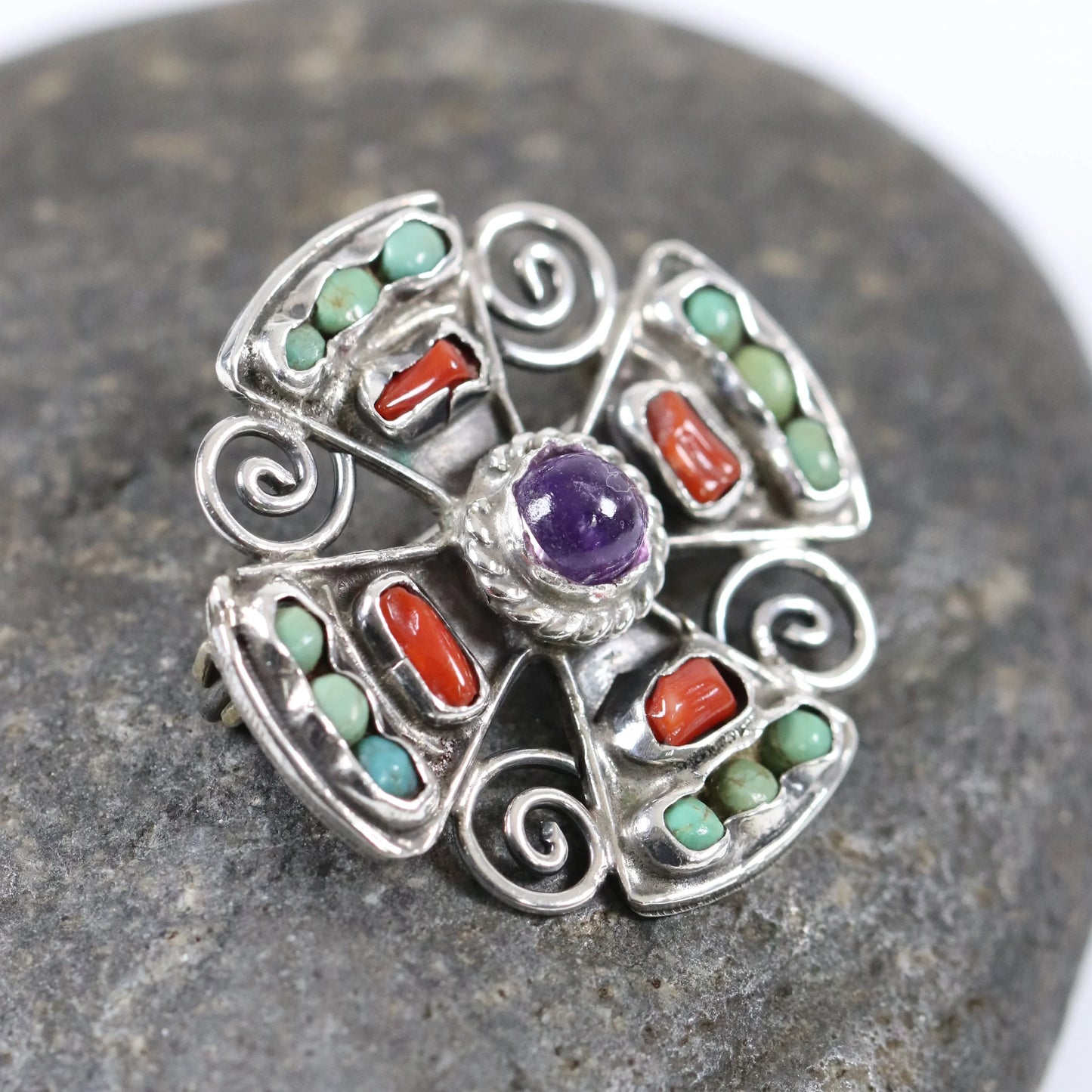 Vintage MATL Jewelry | Mid-Century Petite Cross Brooch Mexico - Carmel Fine Silver Jewelry