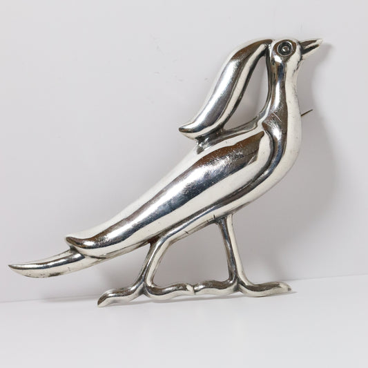 Vintage Mexican Artisan Jewelry | Mexican Artisan Large Silver Bird Brooch Mexico - Carmel FSJ
