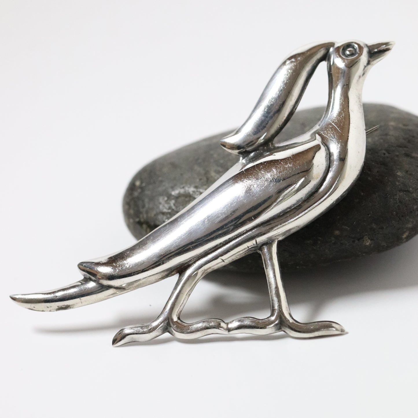 Vintage Mexican Artisan Jewelry | Mexican Artisan Large Silver Bird Brooch Mexico - Carmel FSJ